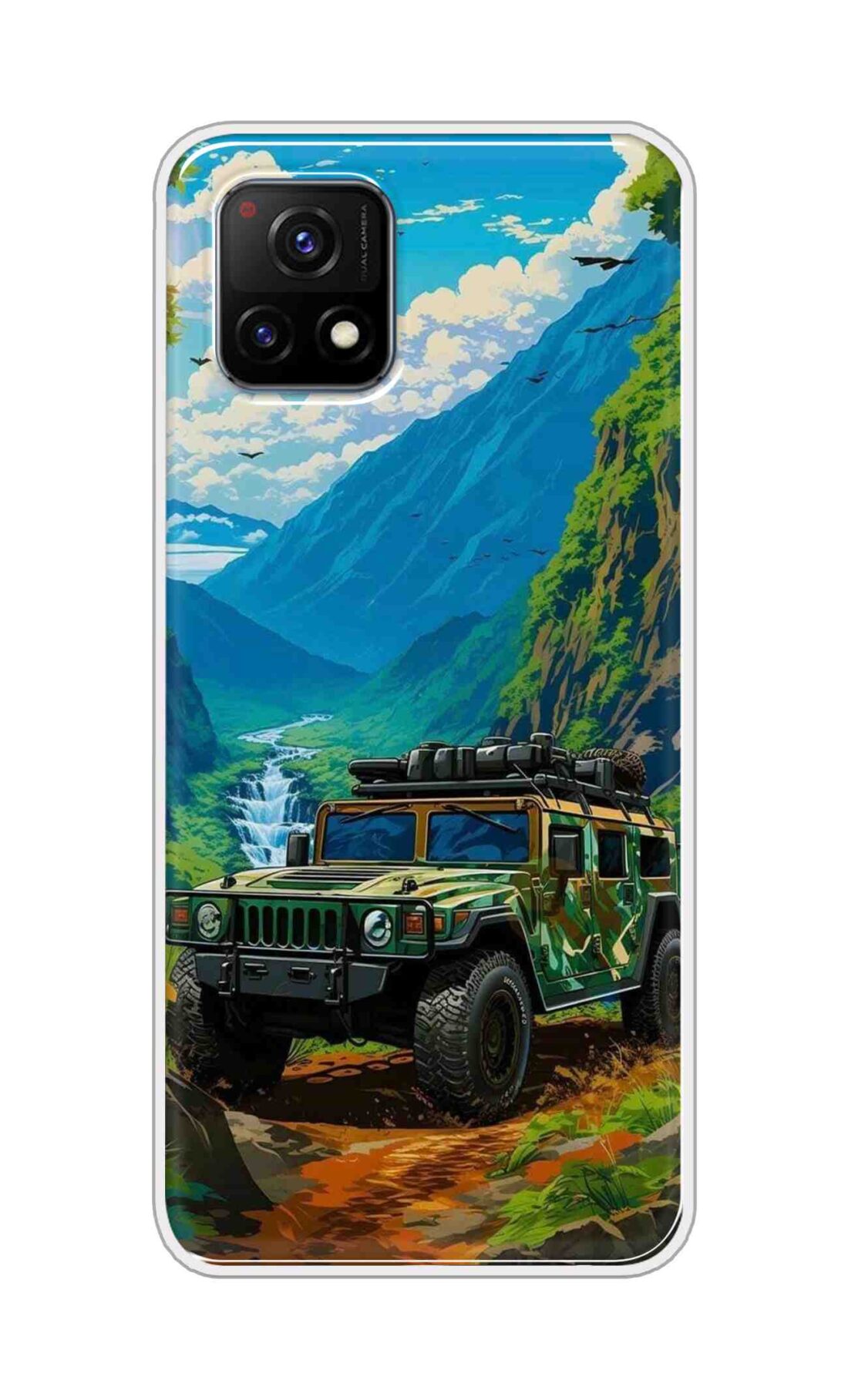 Coberta Back Cover For Vivo Y72 5G Back Cover Stylish Case - Suv Car with Prefect Nature Design D16487