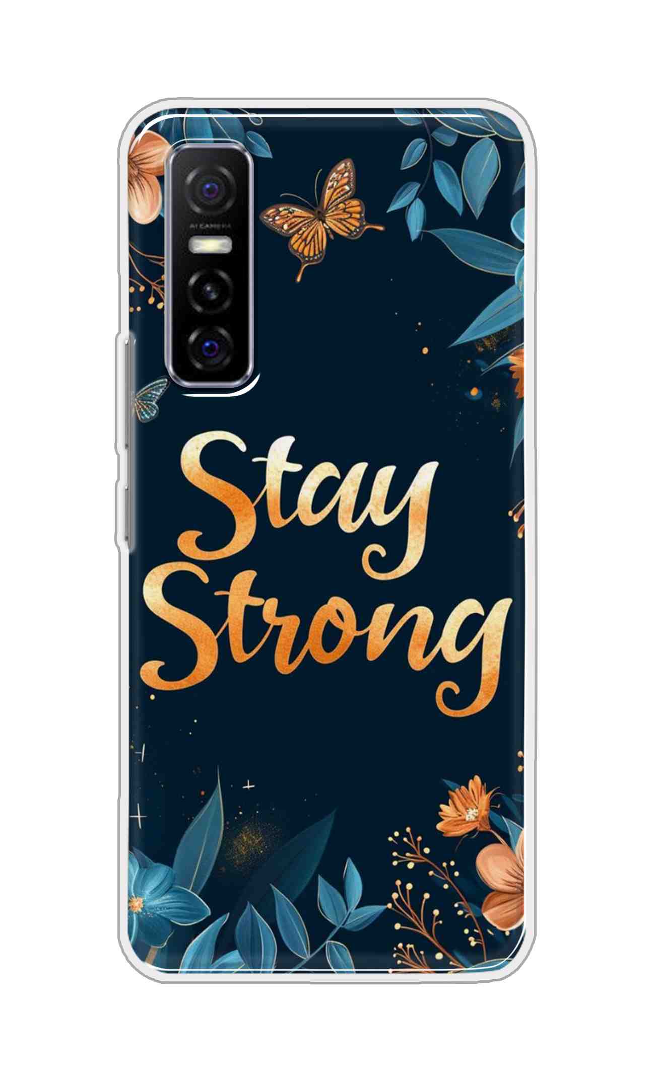 Coberta Back Cover For Vivo Y73S Back Cover Stylish Case - Stay Strong with Flowers Design D16514