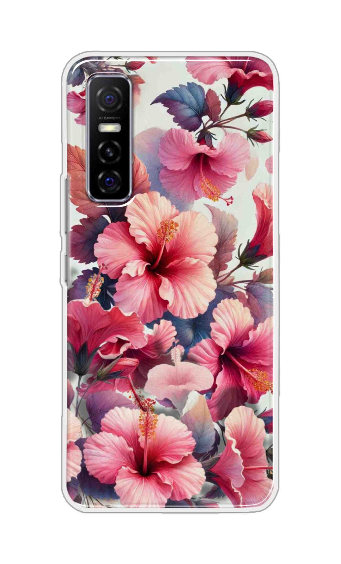 Coberta Back Cover For Vivo Y73S Back Cover Stylish Case - Pink Leaves and Flowers Design D16525