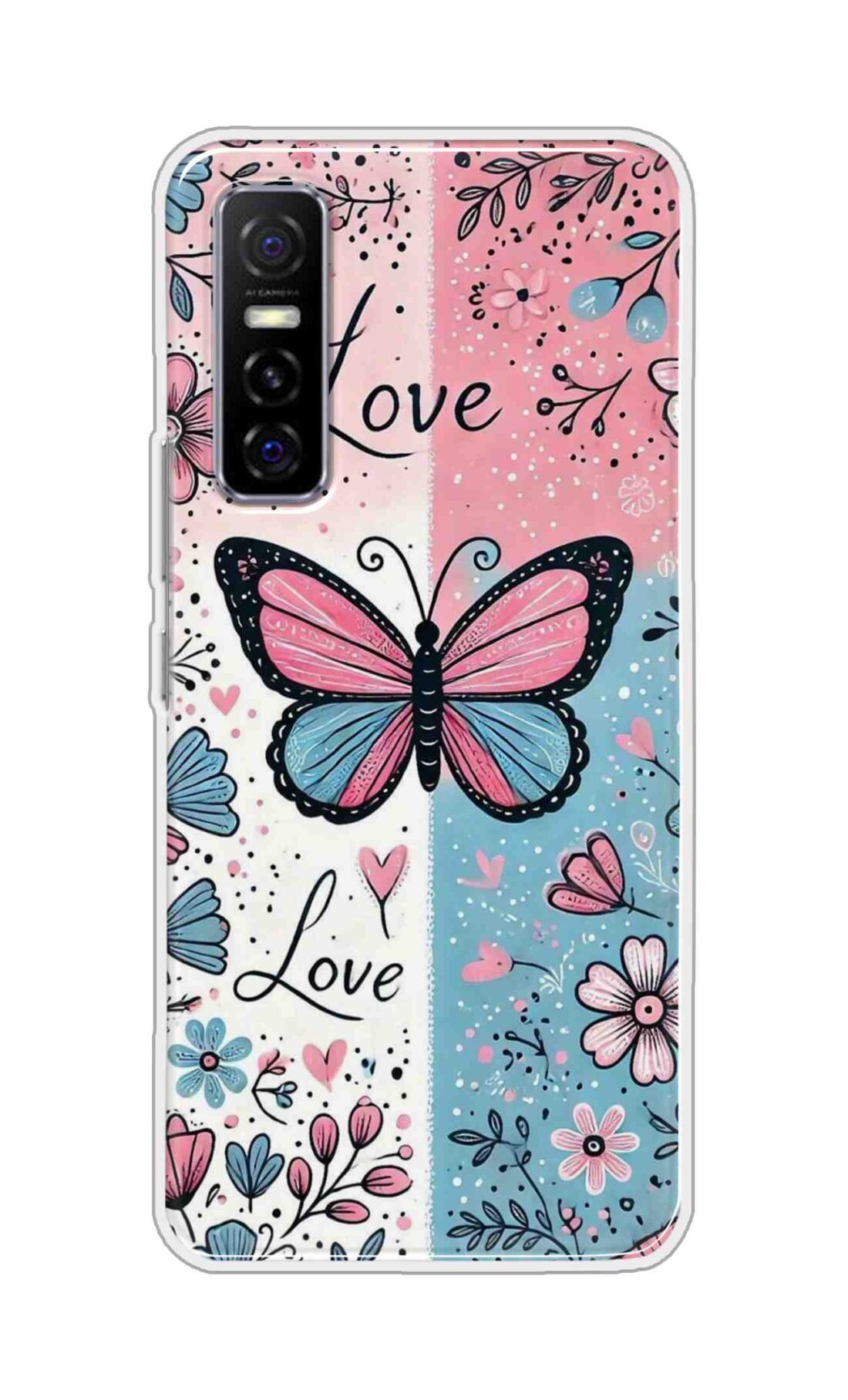 Coberta Back Cover For Vivo Y73S Back Cover Stylish Case - Butterfly and Love Text Design D16526