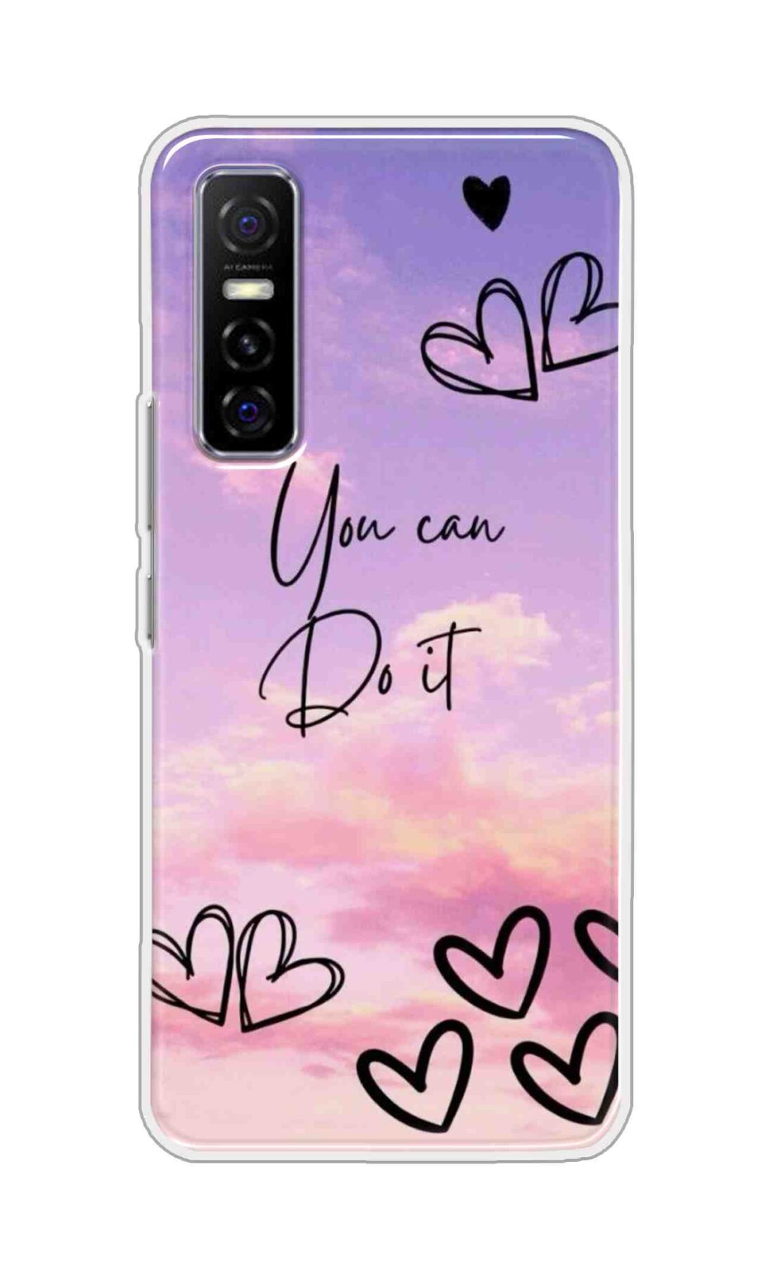 Coberta Back Cover For Vivo Y73S Back Cover Stylish Case - You Can Do It and Hearts Design D16539