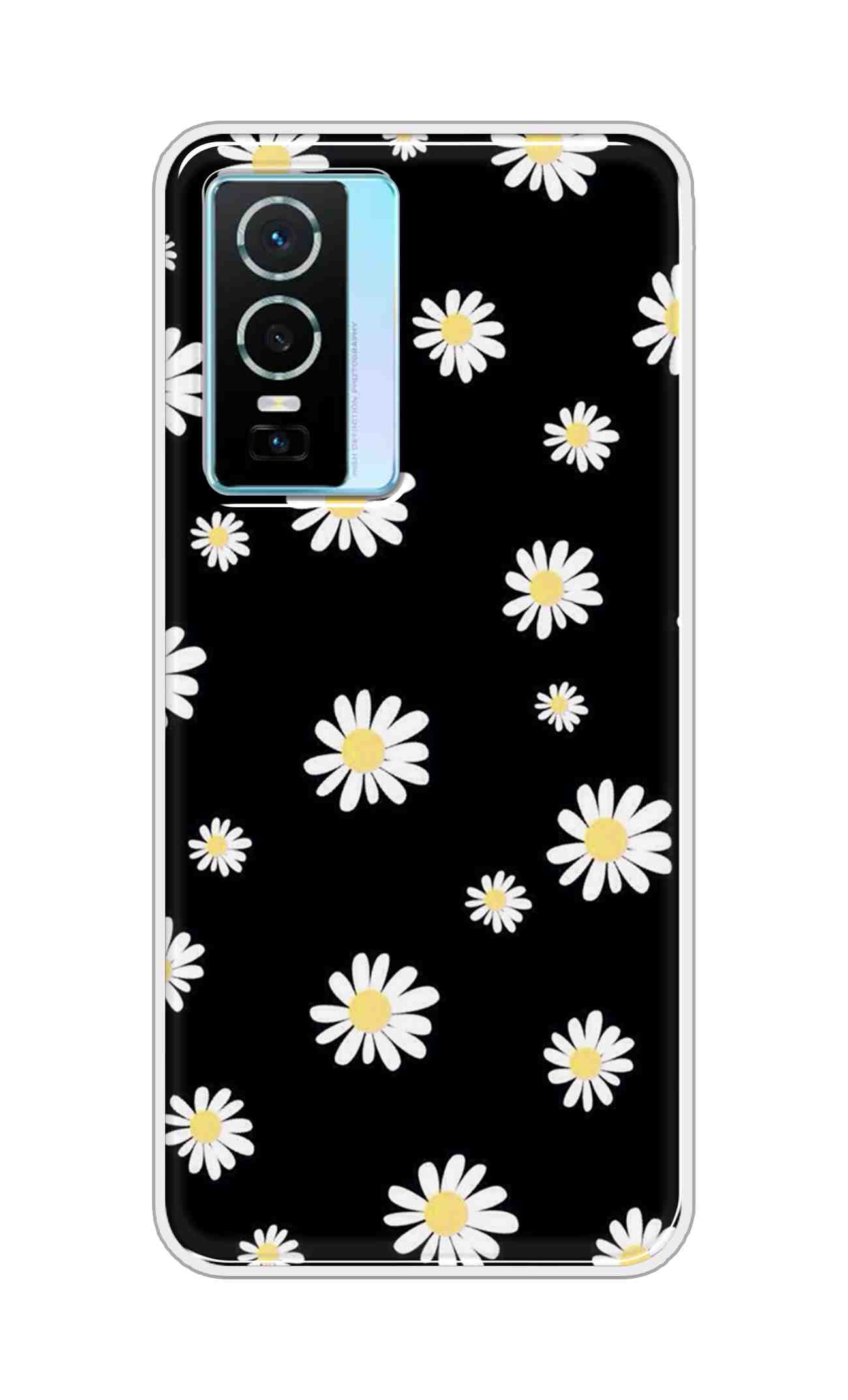 Coberta Back Cover For Vivo Y76 Back Cover Stylish Case - Sun Flowers in Black Design D11094