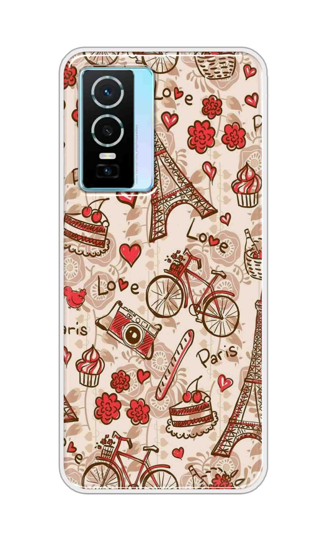 Coberta Back Cover For Vivo Y76 Back Cover Stylish Case - Paris and Love Text Pattern D11626