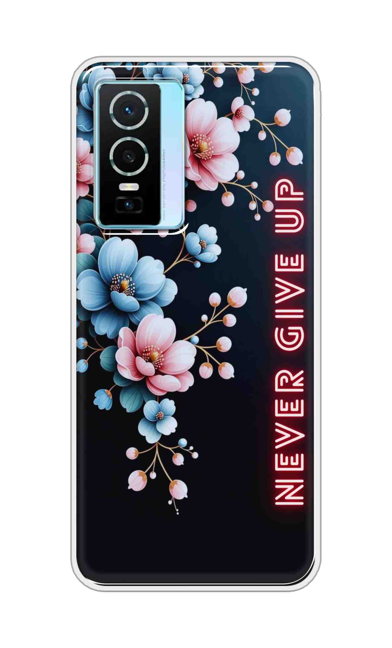 Coberta Back Cover For Vivo Y76 Back Cover Stylish Case - Never Give Up with Flowers Design D16500