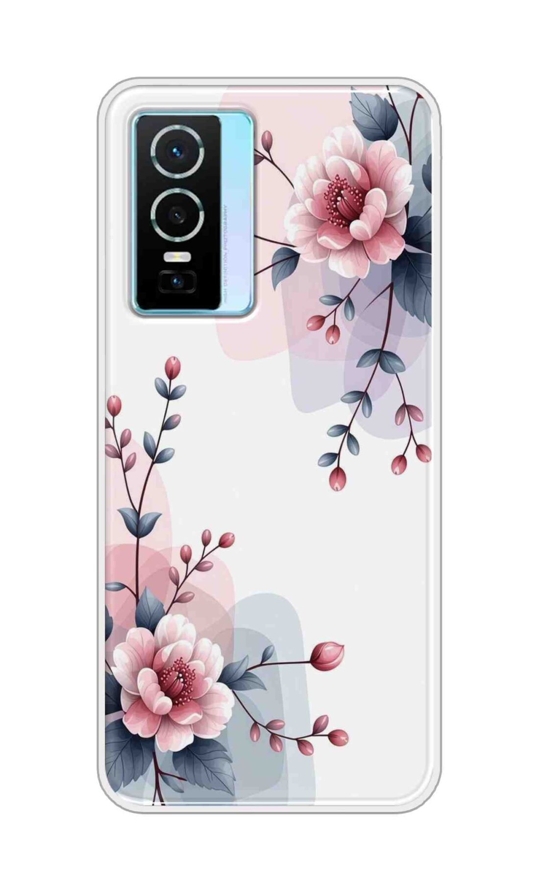 Coberta Back Cover For Vivo Y76 Back Cover Stylish Case - Pink Flowers and Leaves Design Design D16510