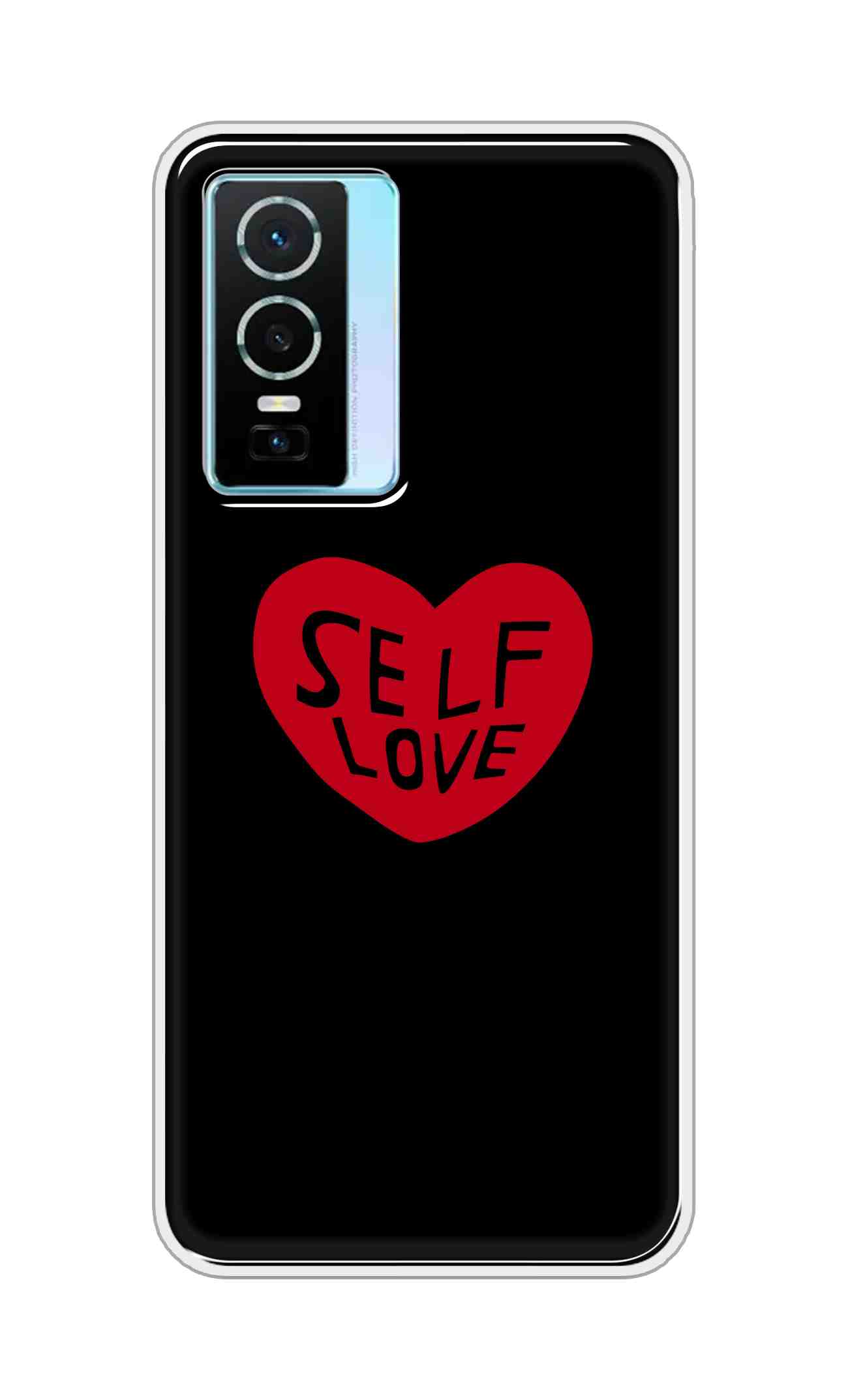 Coberta Back Cover For Vivo Y76 Back Cover Stylish Case - Self Love Heart in Black Design D16516