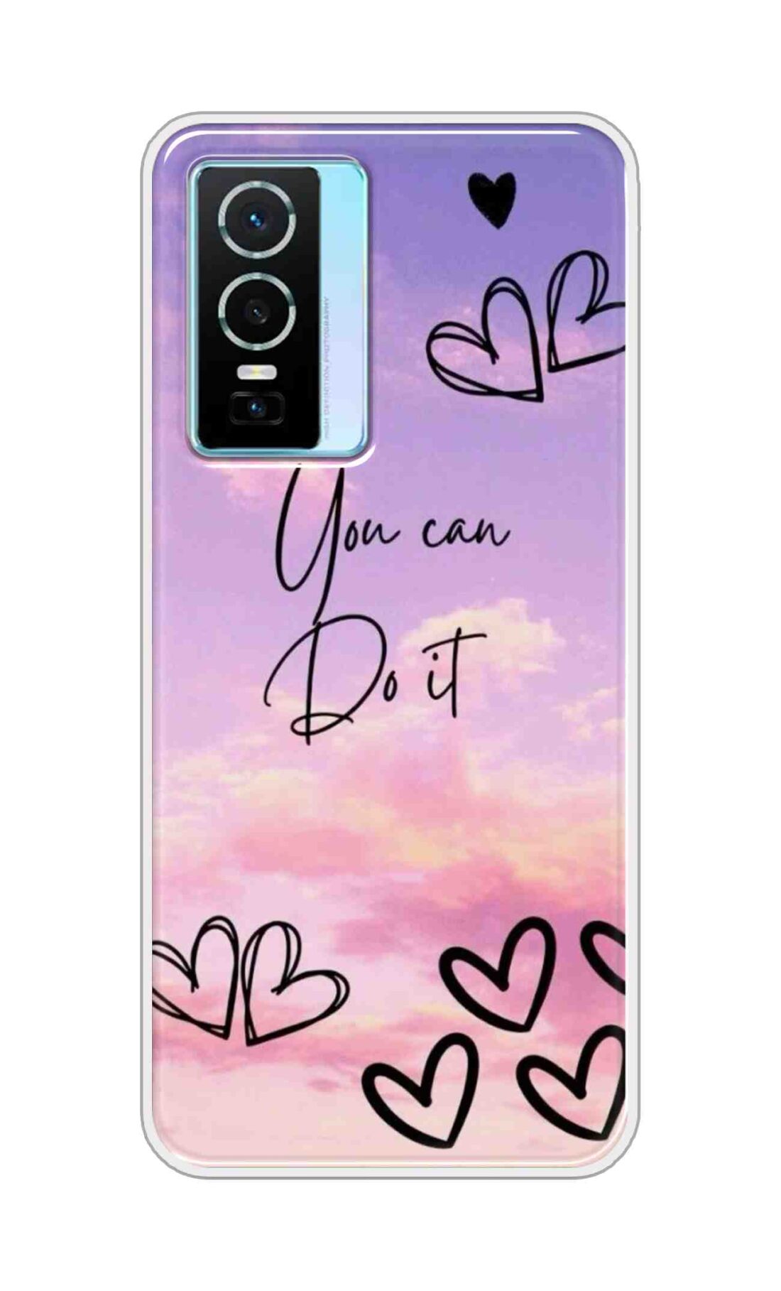 Coberta Back Cover For Vivo Y76 Back Cover Stylish Case - You Can Do It and Hearts Design D16539