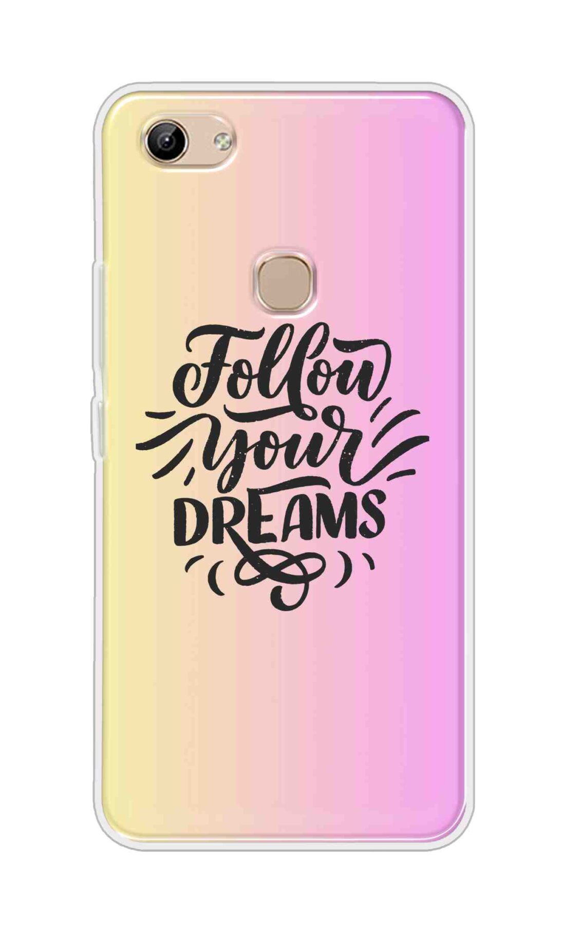 Coberta Back Cover For Vivo Y81 Back Cover Stylish Case - Follow Your Dreams In Pink And Yellow Design D16499