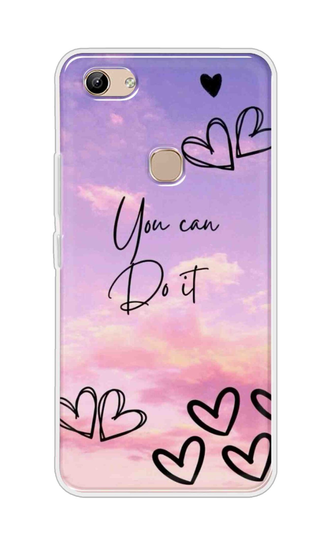 Coberta Back Cover For Vivo Y81 Back Cover Stylish Case - You Can Do It and Hearts Design D16539