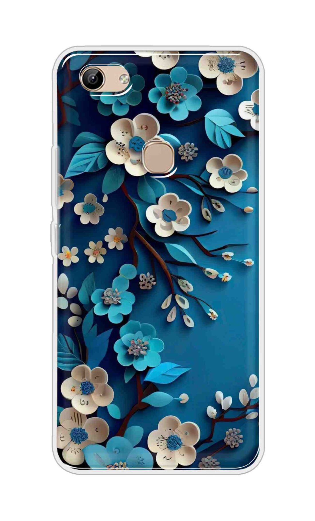 Coberta Back Cover For Vivo Y81 Back Cover Stylish Case - Blue and White Flowers Design D16551