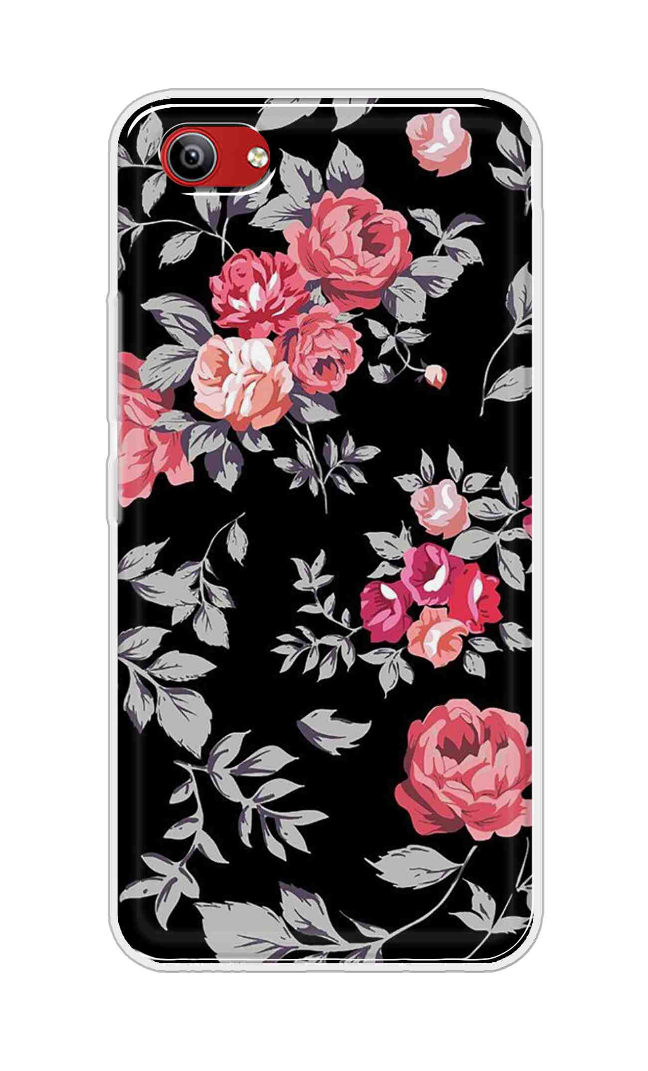 Coberta Back Cover For Vivo Y81i Back Cover Stylish Case - Pink Flowers and Grey Leaves Design D11556