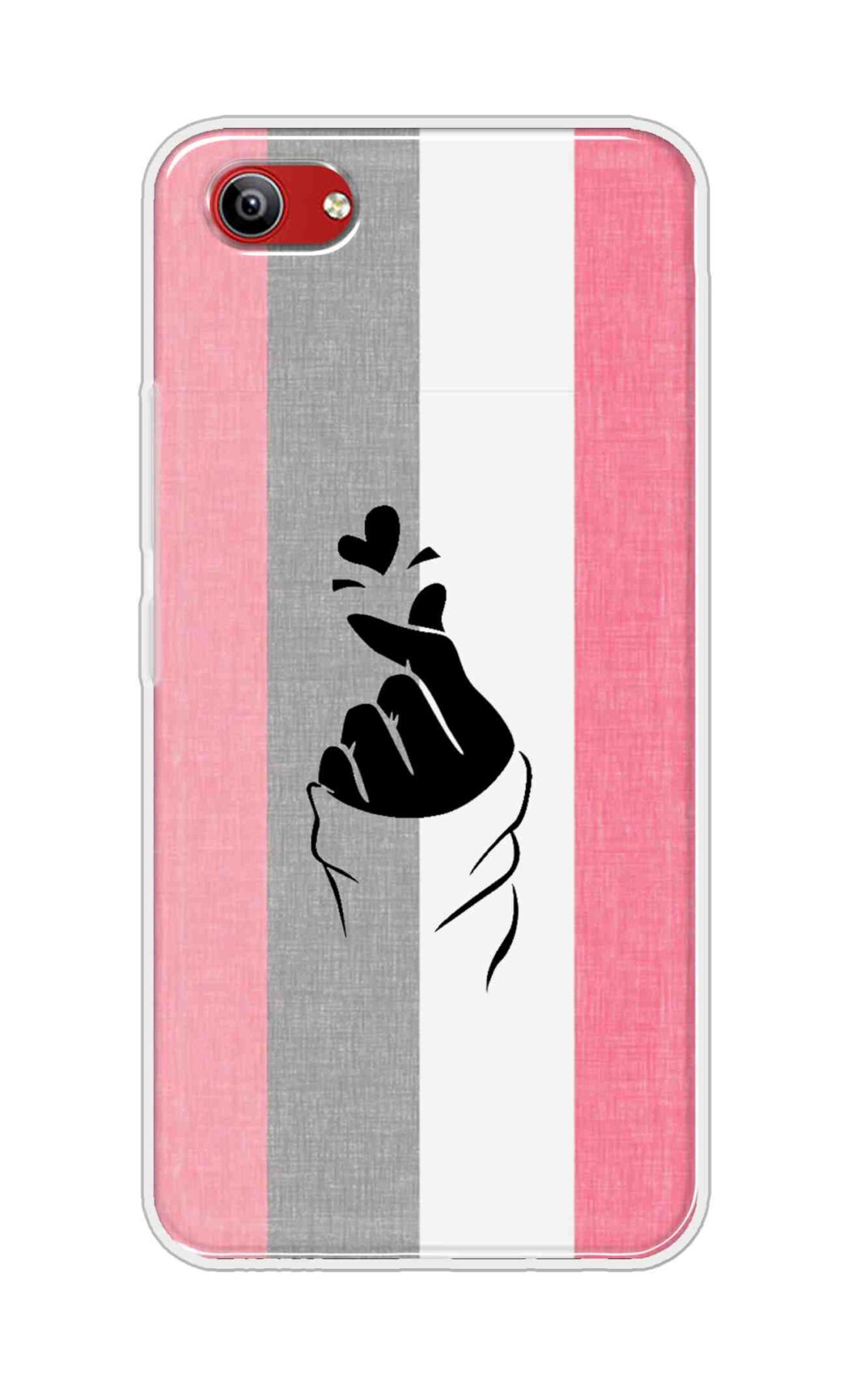 Coberta Back Cover For Vivo Y81i Back Cover Stylish Case - Pink and Grey Korean Heart Design D11894