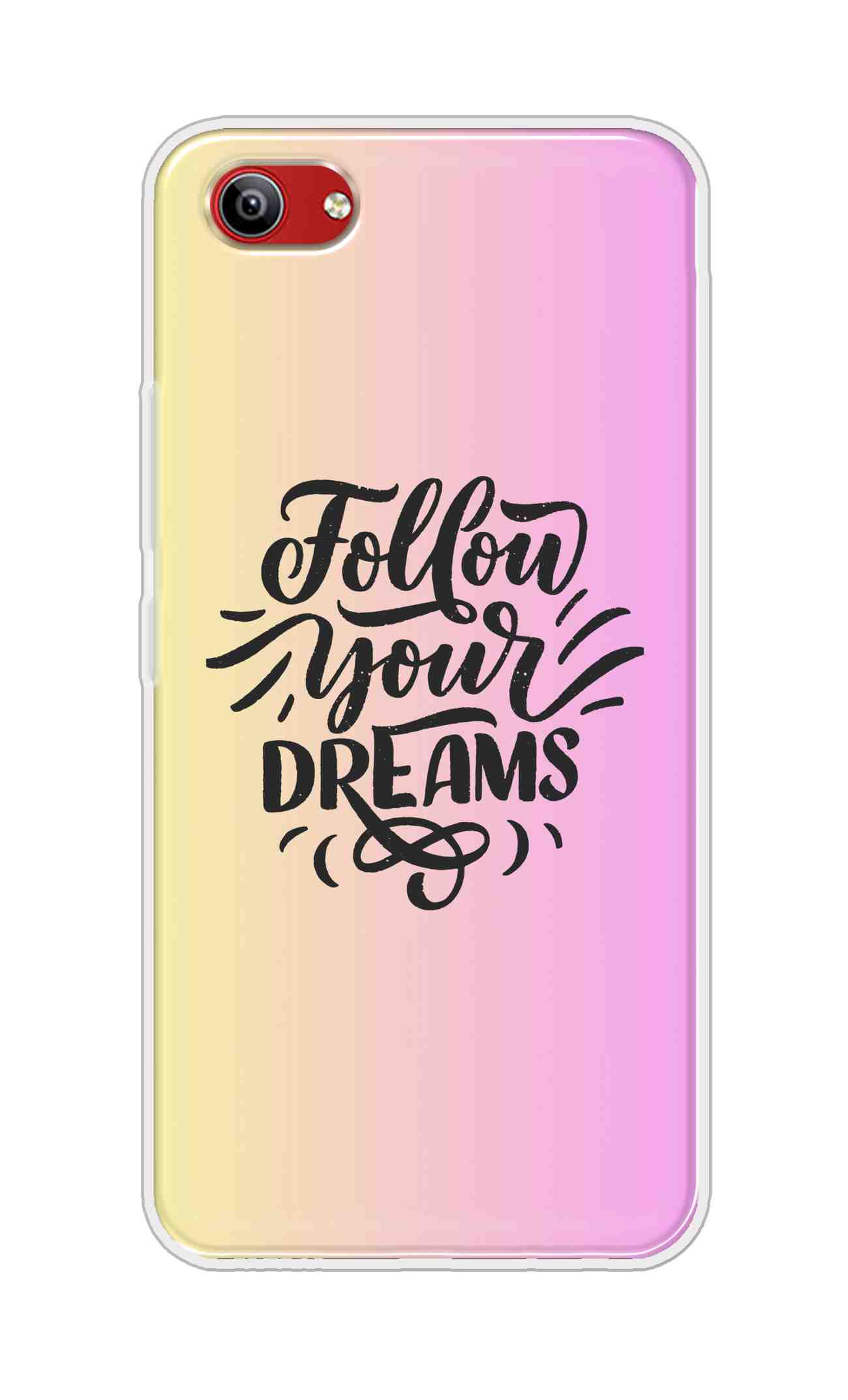 Coberta Back Cover For Vivo Y81i Back Cover Stylish Case - Follow Your Dreams In Pink And Yellow Design D16499