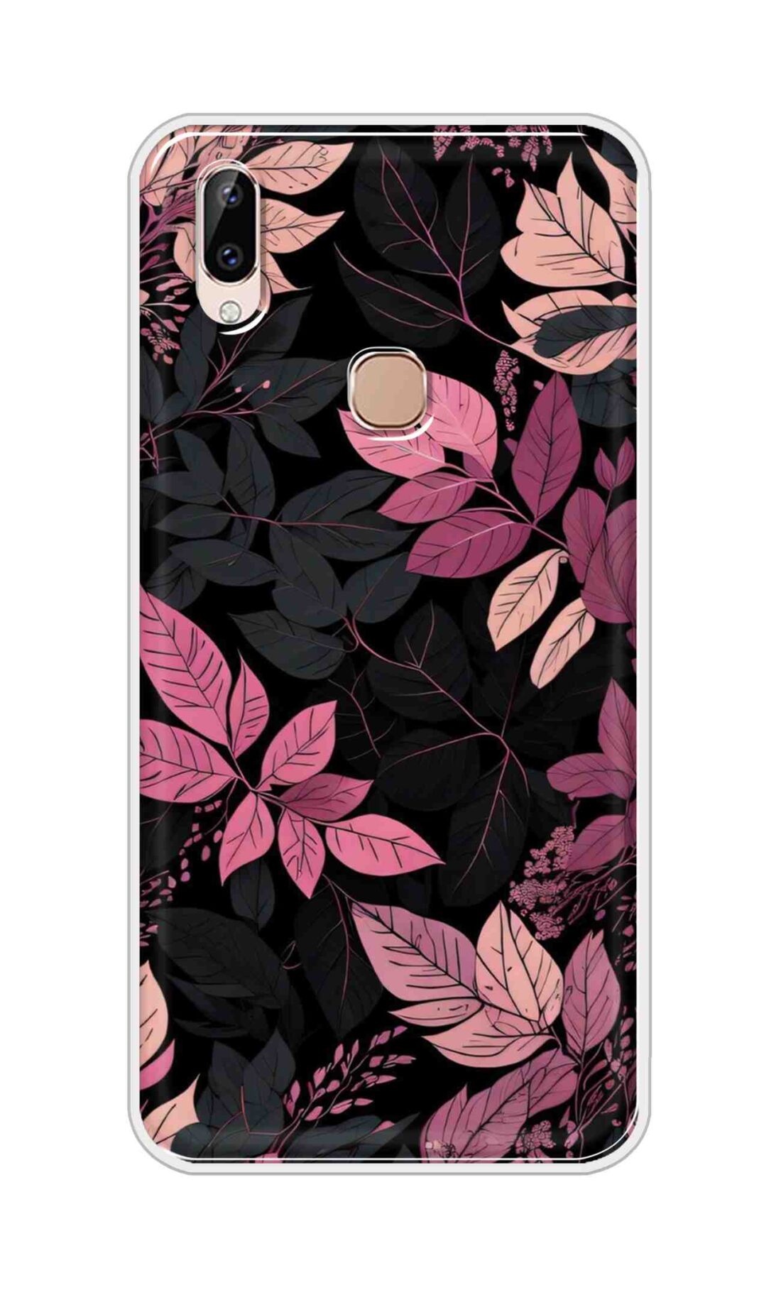 Coberta Back Cover For Vivo Y83 Pro Back Cover Stylish Case - Light Pink and Black Leaves Design D16148