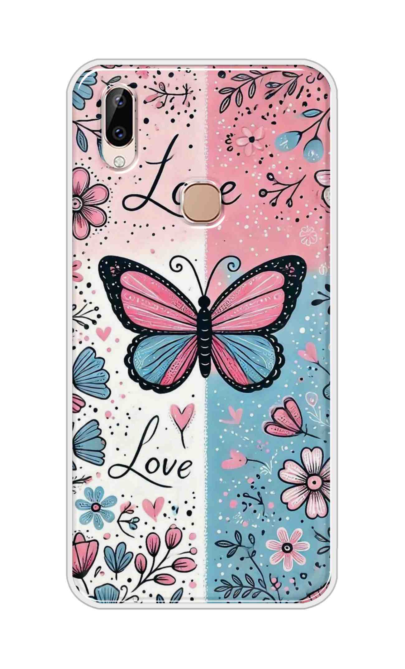 Coberta Back Cover For Vivo Y83 Pro Back Cover Stylish Case - Butterfly and Love Text Design D16526