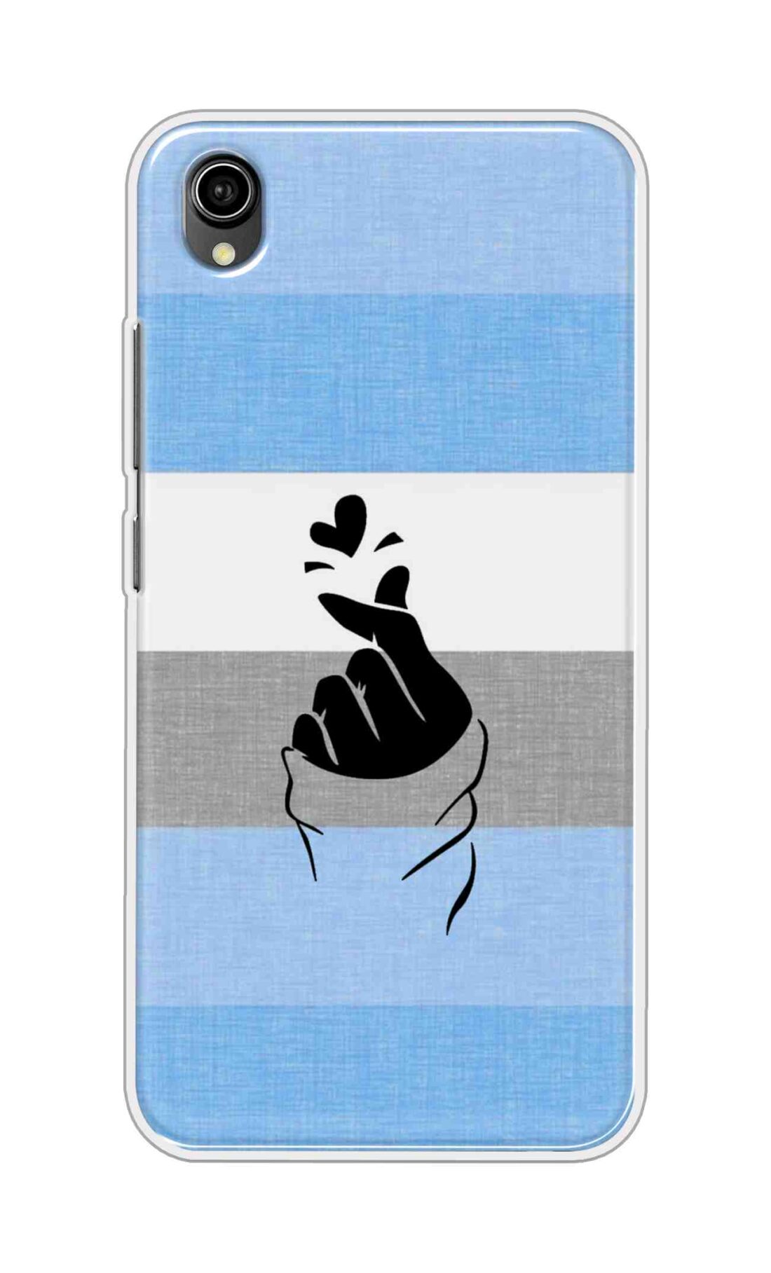 Coberta Back Cover For Vivo Y90 Back Cover Stylish Case - Blue and Grey Korean Heart Design D14909