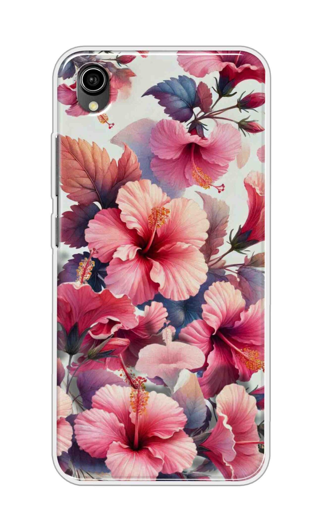 Coberta Back Cover For Vivo Y90 Back Cover Stylish Case - Pink Leaves and Flowers Design D16525