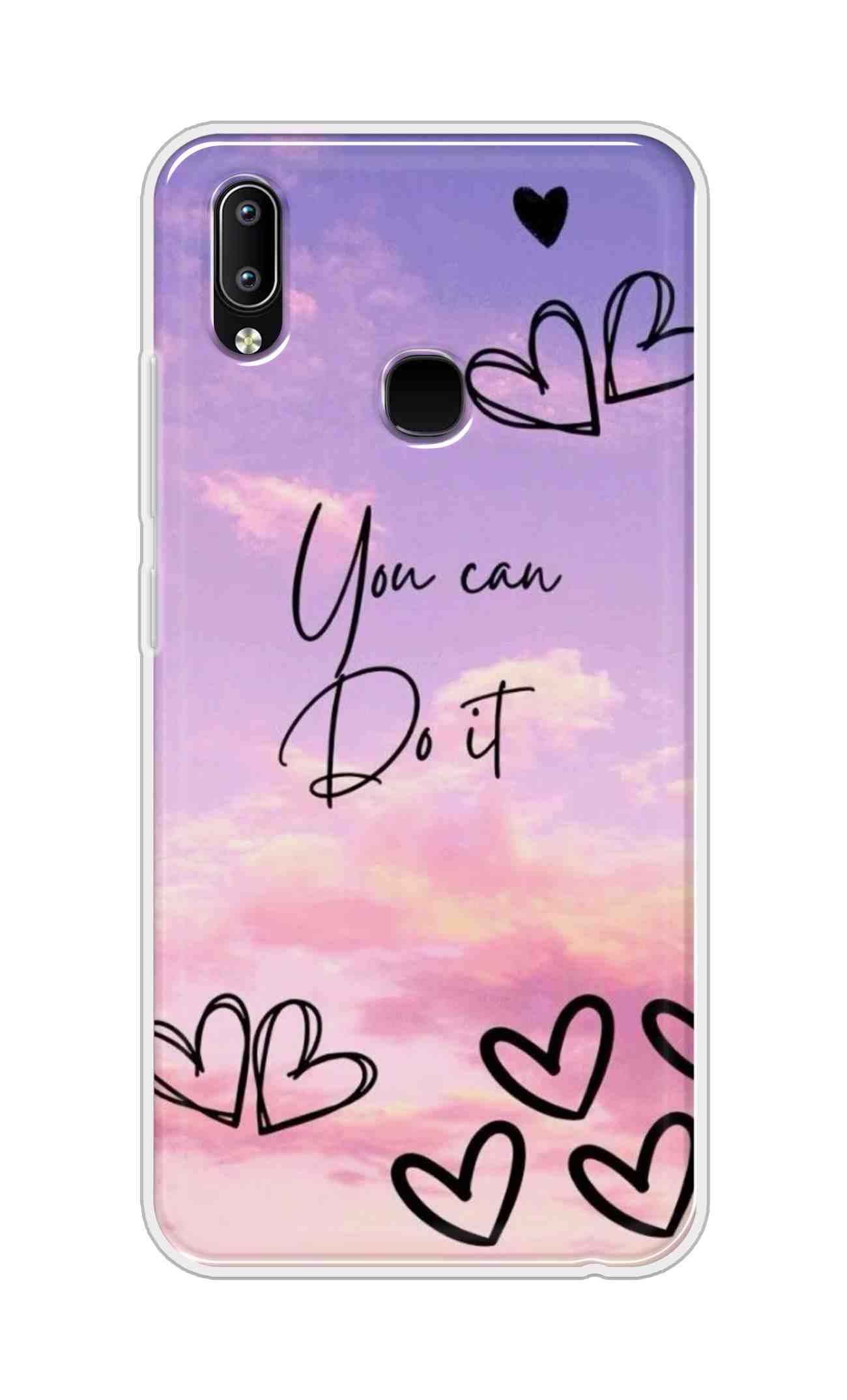 Coberta Back Cover For Vivo Y93 Back Cover Stylish Case - You Can Do It and Hearts Design D16539