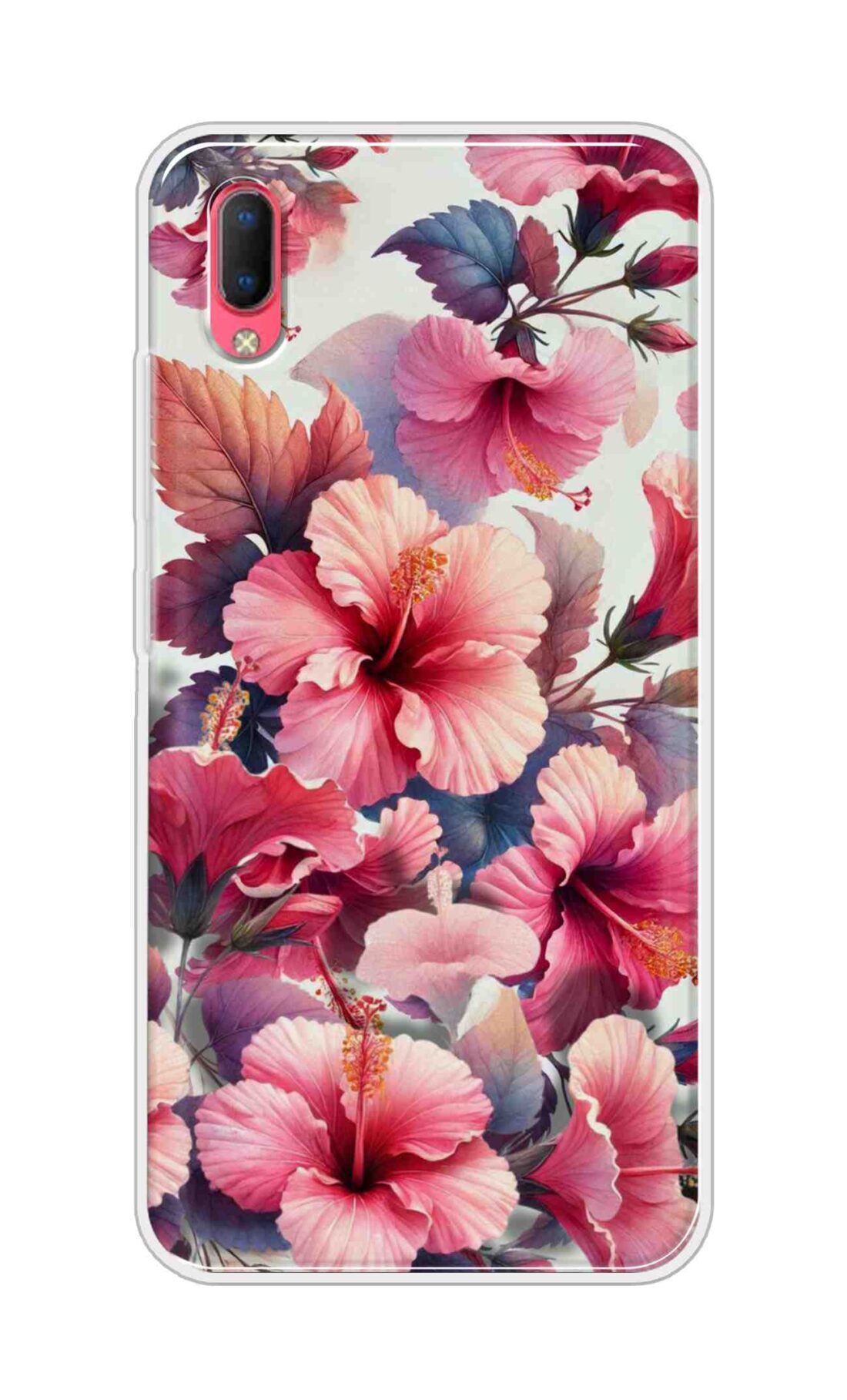 Coberta Back Cover For Vivo Y93s Back Cover Stylish Case - Pink Leaves and Flowers Design D16525