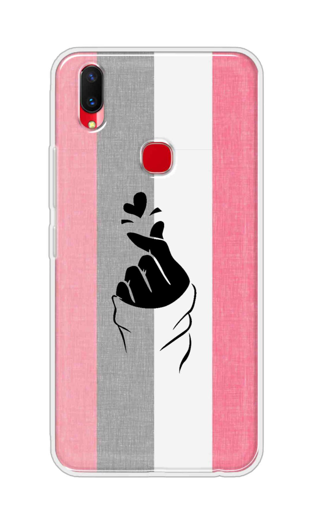 Coberta Back Cover For Vivo Z1 Lite Back Cover Stylish Case - Pink and Grey Korean Heart Design D11894