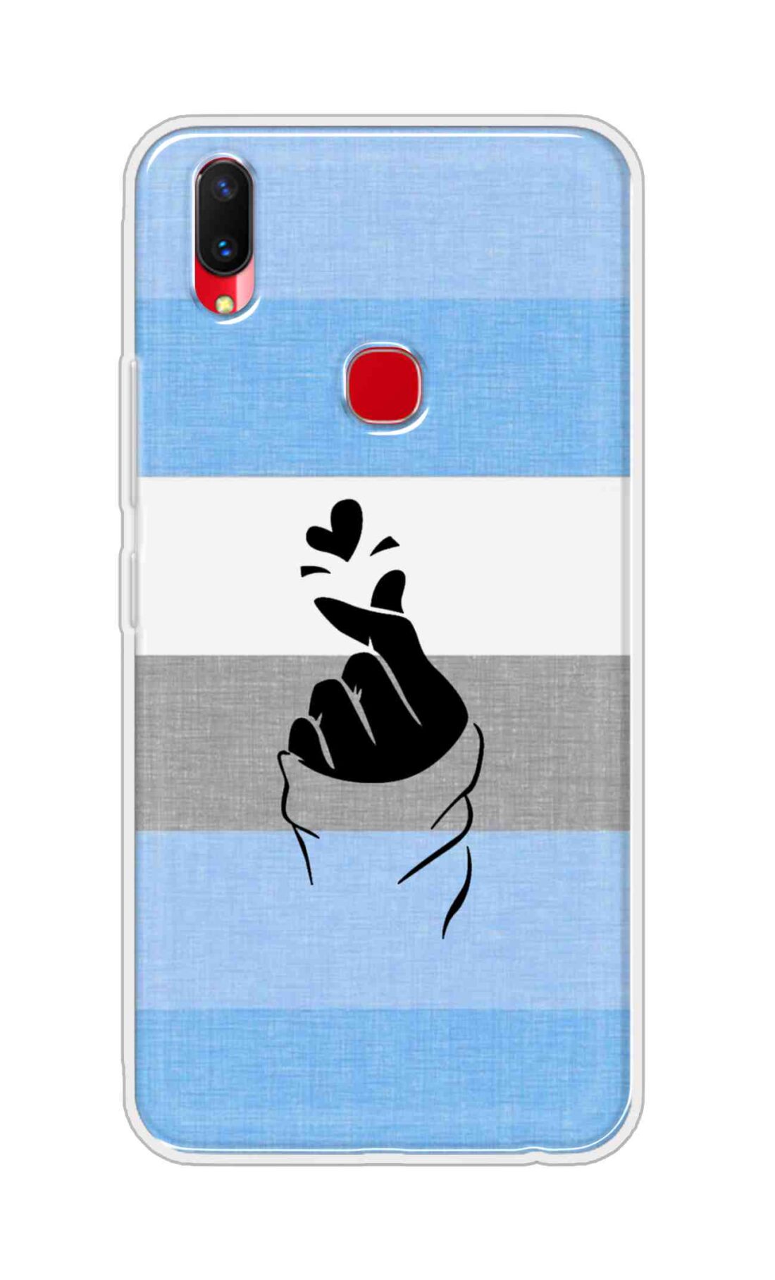 Coberta Back Cover For Vivo Z1 Lite Back Cover Stylish Case - Blue and Grey Korean Heart Design D14909