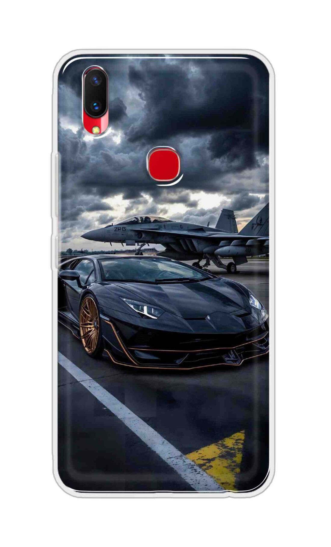 Coberta Back Cover For Vivo Z1 Lite Back Cover Stylish Case - Black Car with Aeroplane Design D16616