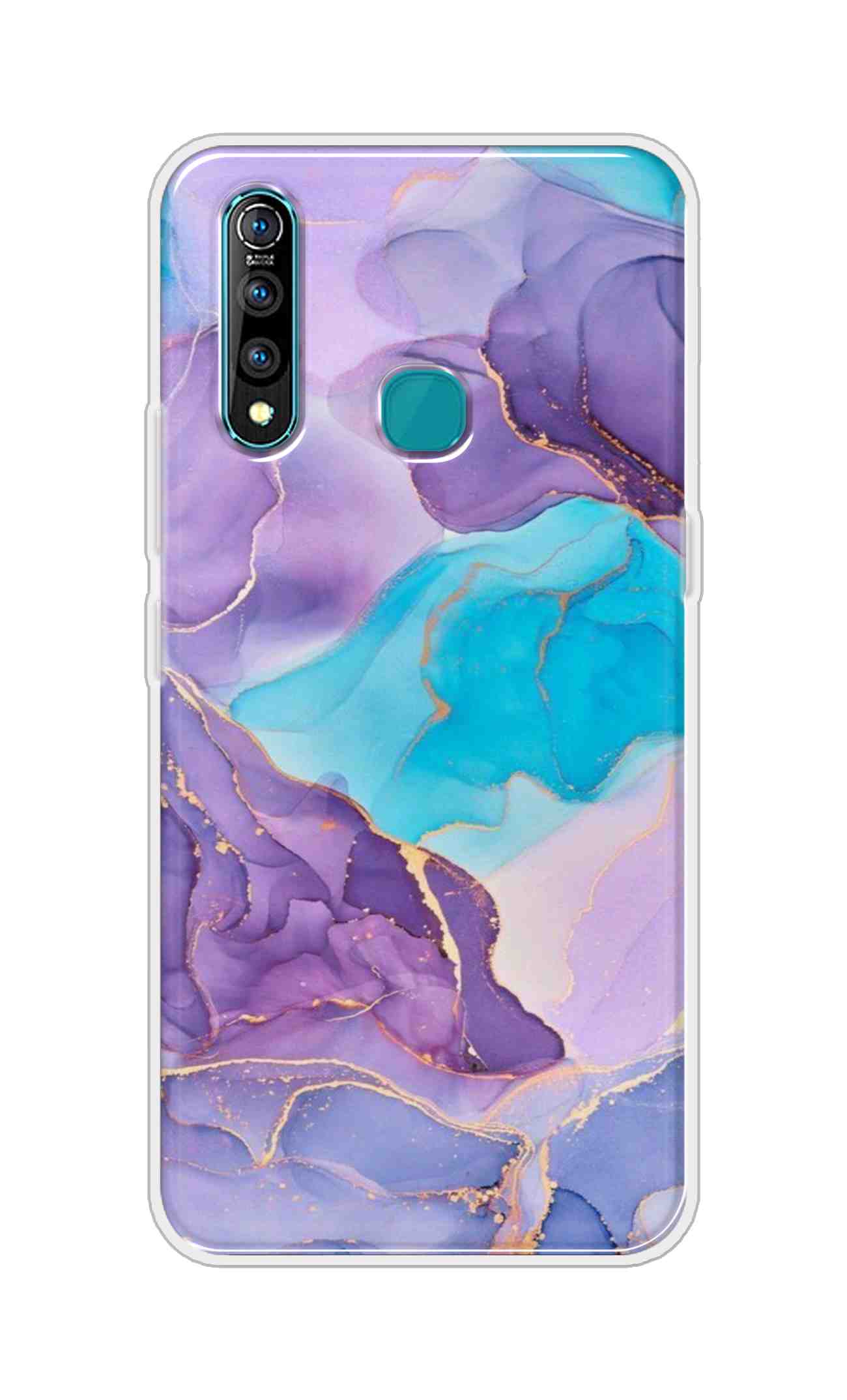 Coberta Back Cover For Vivo Z1 Pro Back Cover Stylish Case - Purple and Blue Marble Design D16216