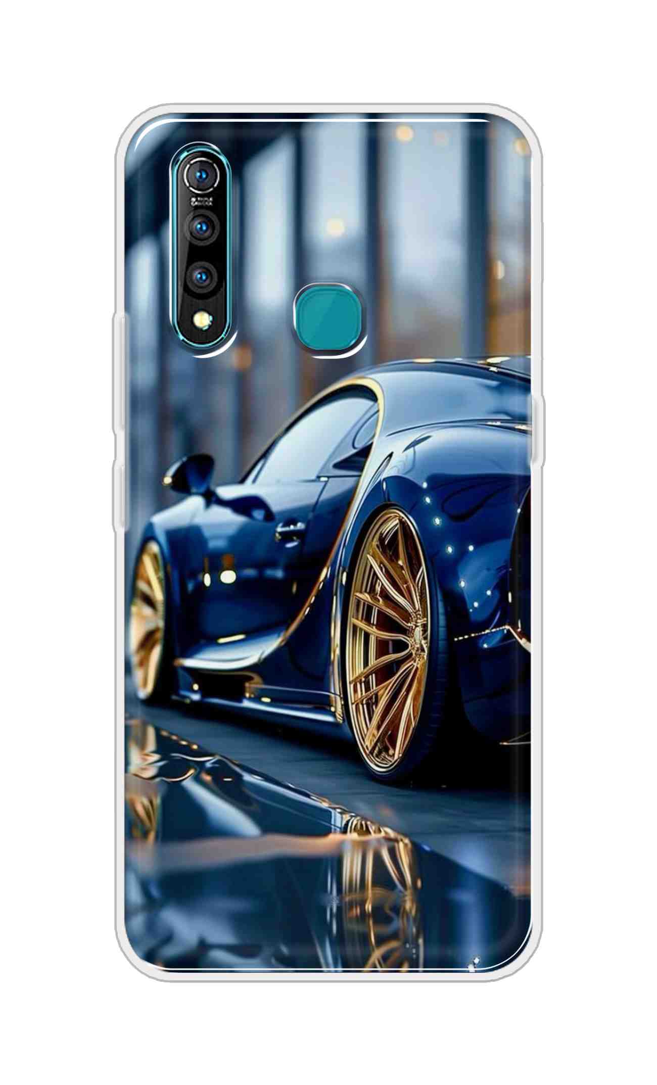 Coberta Back Cover For Vivo Z1 Pro Back Cover Stylish Case - Black Car with Golden Tier Design D16477