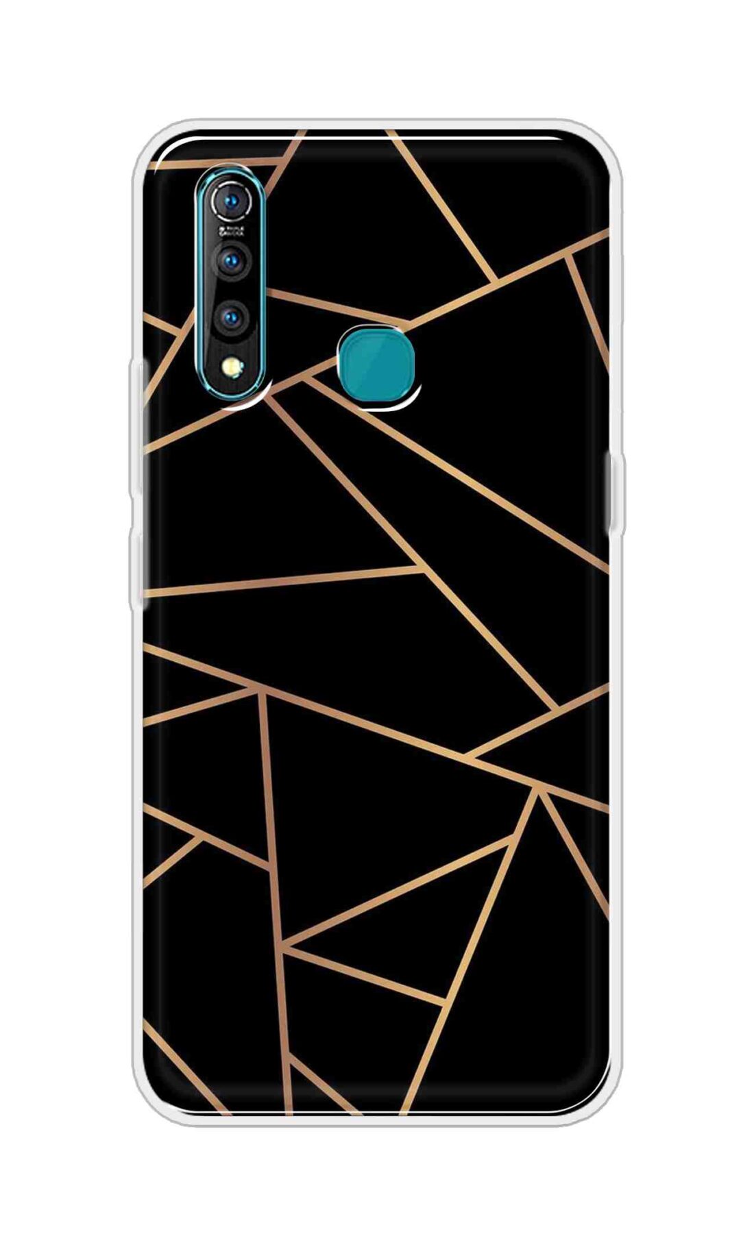 Coberta Back Cover For Vivo Z1 Pro Back Cover Stylish Case - Golden Zig Zag Pattern in Black Design D16519