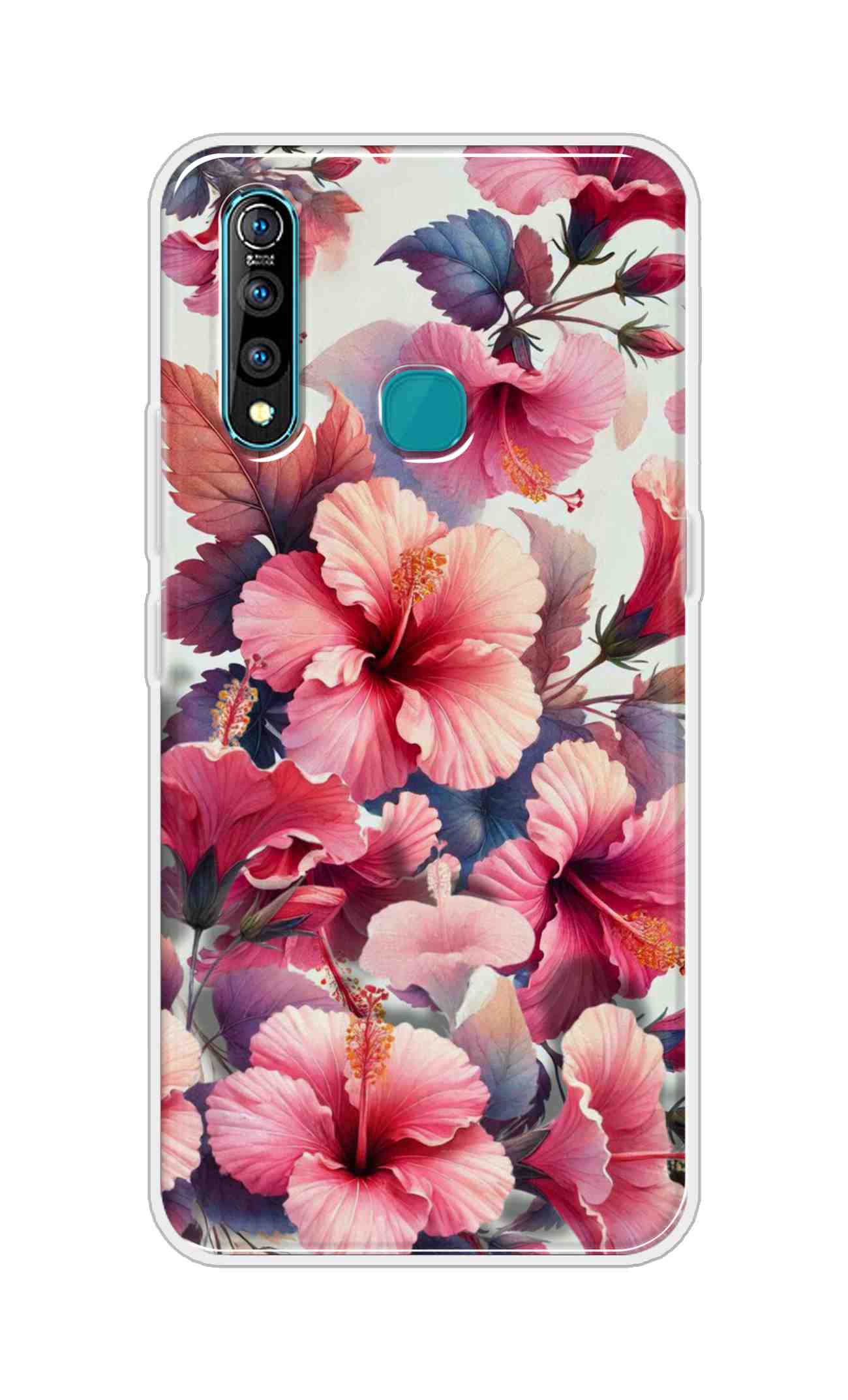 Coberta Back Cover For Vivo Z1 Pro Back Cover Stylish Case - Pink Leaves and Flowers Design D16525