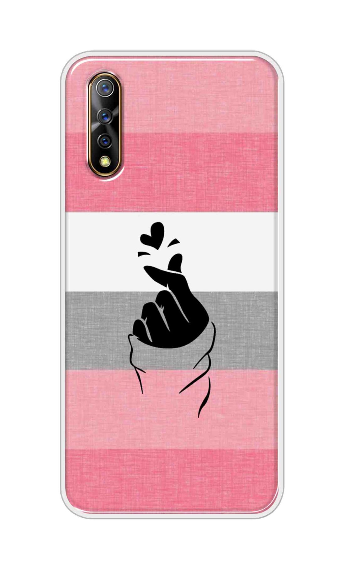Coberta Back Cover For Vivo Z1x Back Cover Stylish Case - Straight Pink and Grey Korean Heart Design D14911