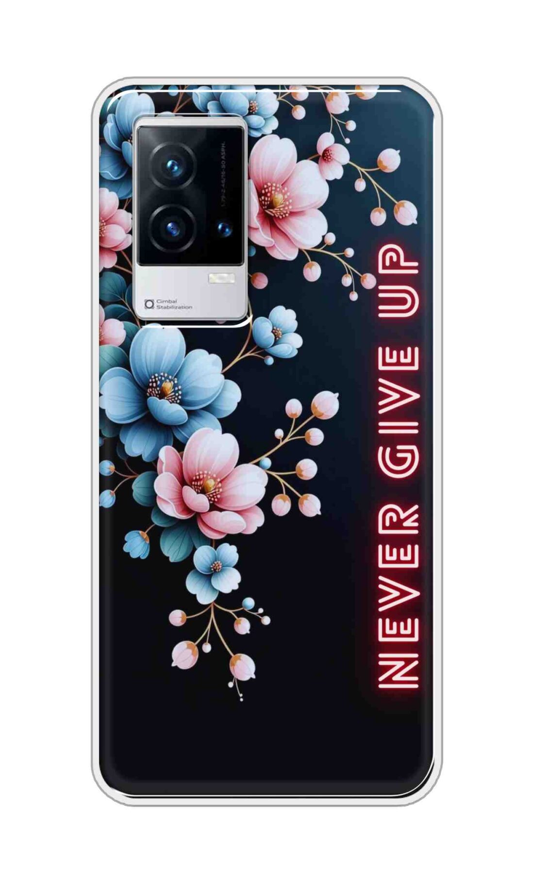 Coberta Back Cover For Vivo iQOO 9 5G Back Cover Stylish Case - Never Give Up with Flowers Design D16500