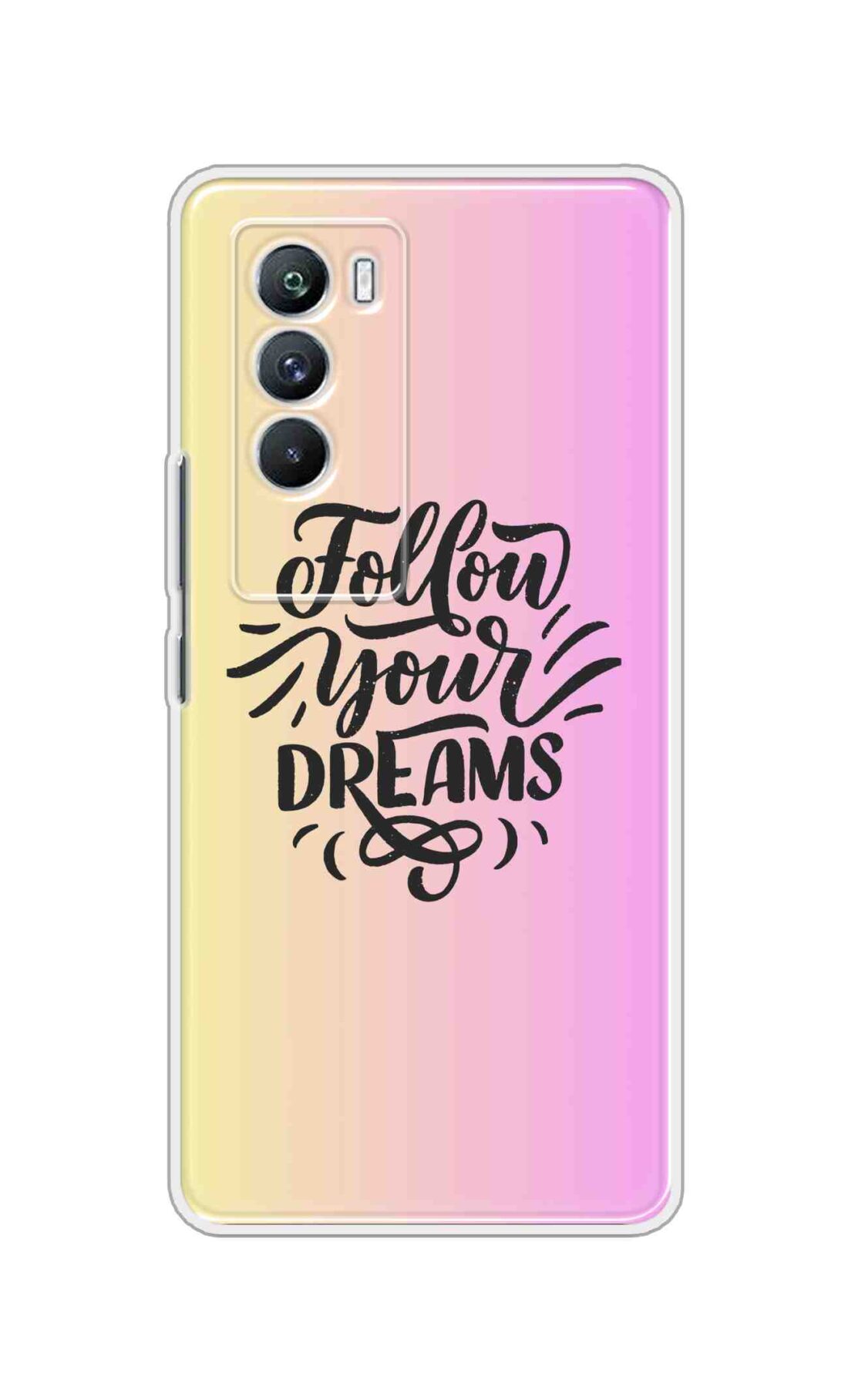 Coberta Back Cover For iQOO Neo 5 5G Back Cover Stylish Case - Follow Your Dreams In Pink And Yellow Design D16499