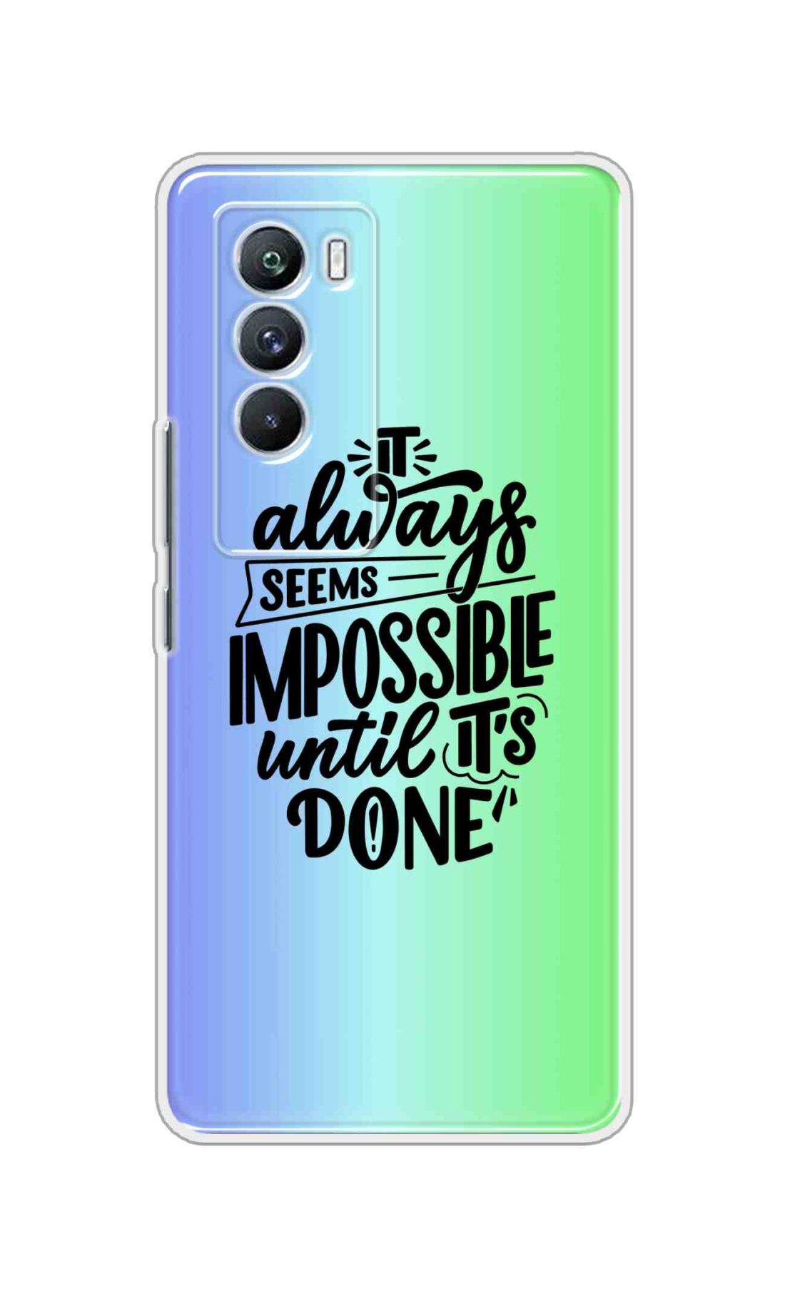 Coberta Back Cover For iQOO Neo 5 5G Back Cover Stylish Case - It Always Seems Impossible Until Its Done in Green and Blue Design D16502