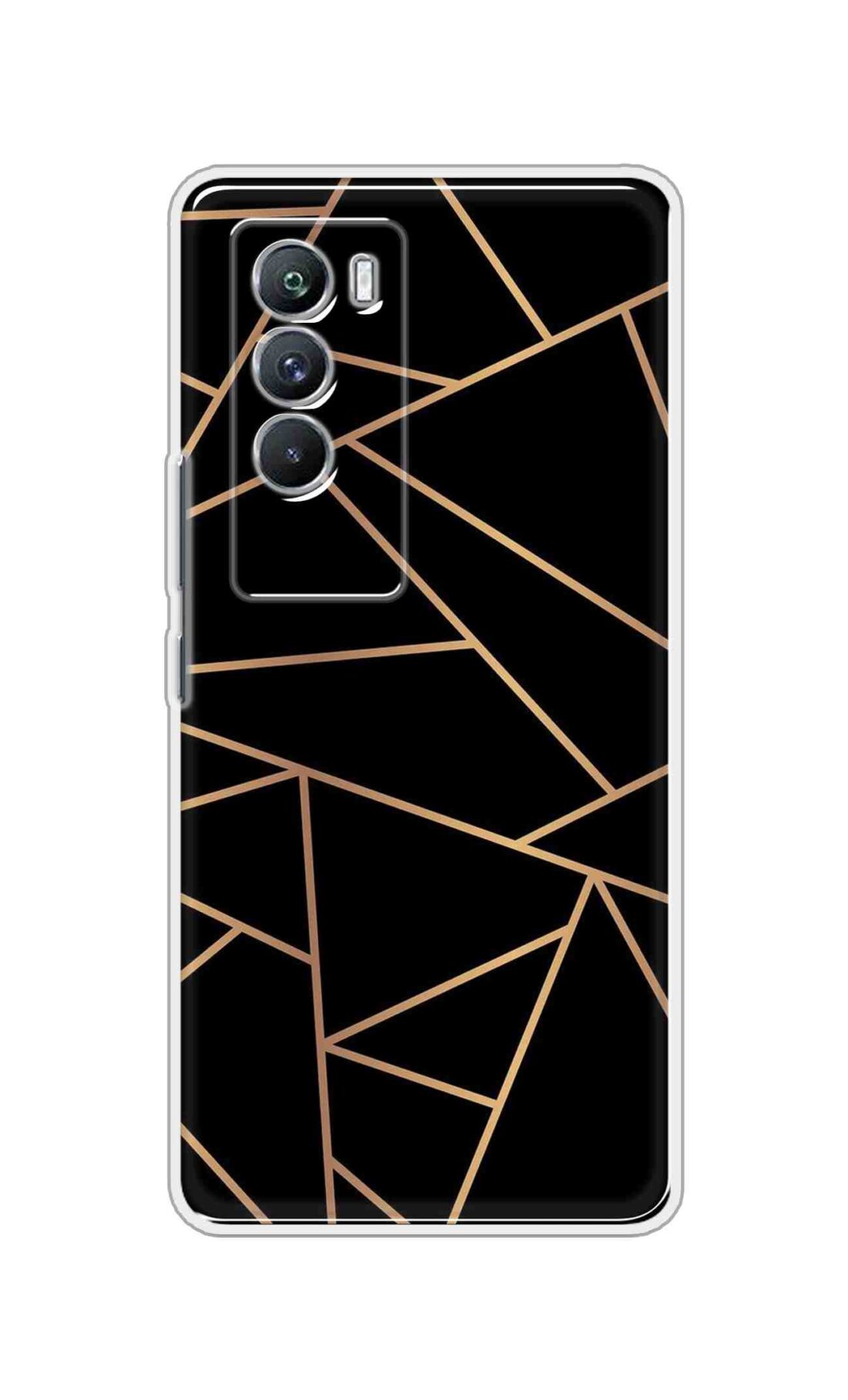 Coberta Back Cover For iQOO Neo 5 5G Back Cover Stylish Case - Golden Zig Zag Pattern in Black Design D16519
