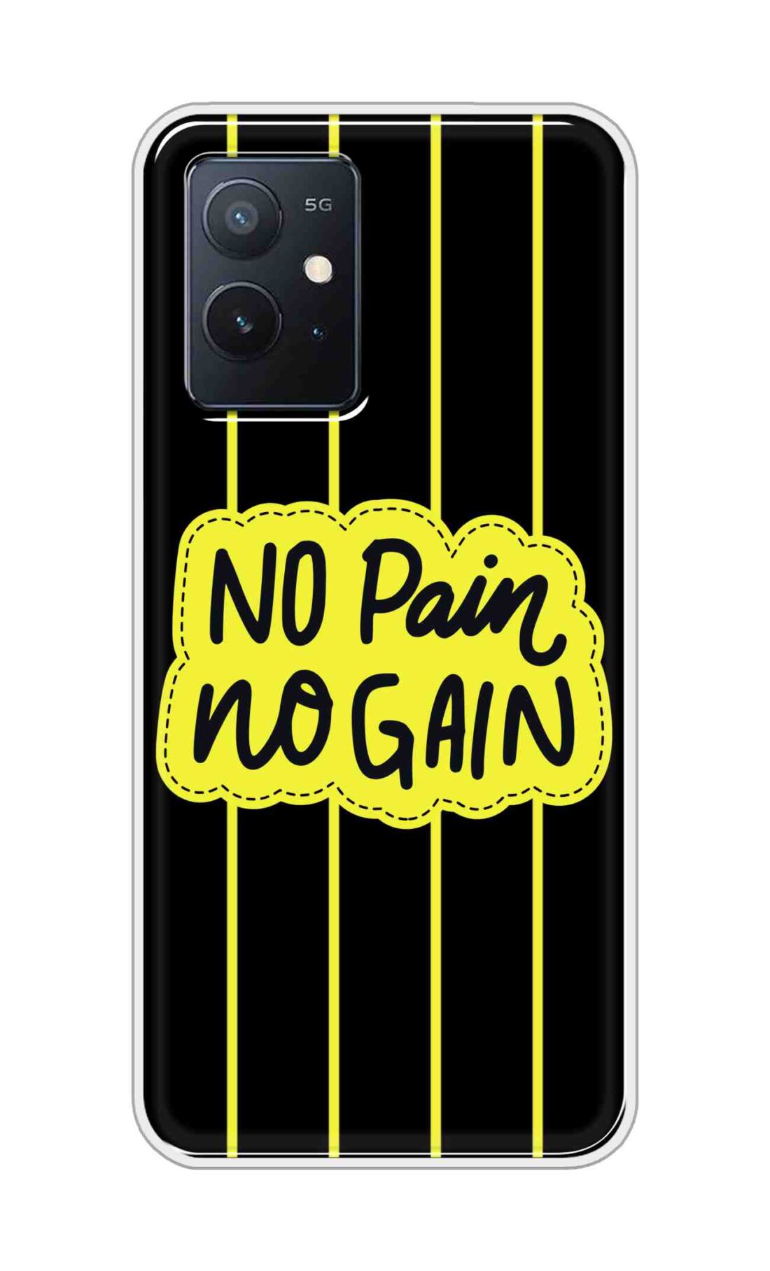 Coberta Back Cover For Vivo iQOO Z6 5G Back Cover Stylish Case - No Pain No Gain in Yellow Design D16508