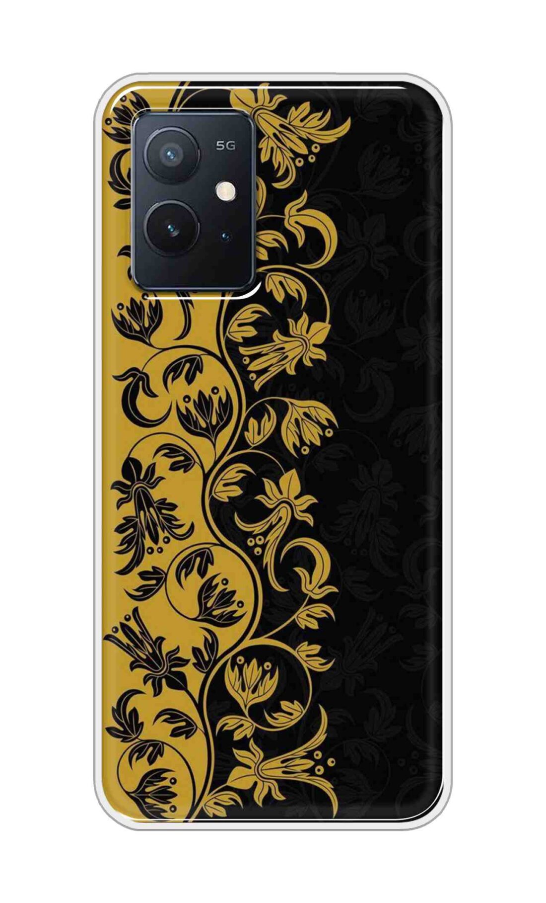 Coberta Back Cover For Vivo iQOO Z6 5G Back Cover Stylish Case - Black and Yellow Leaves Design D16518