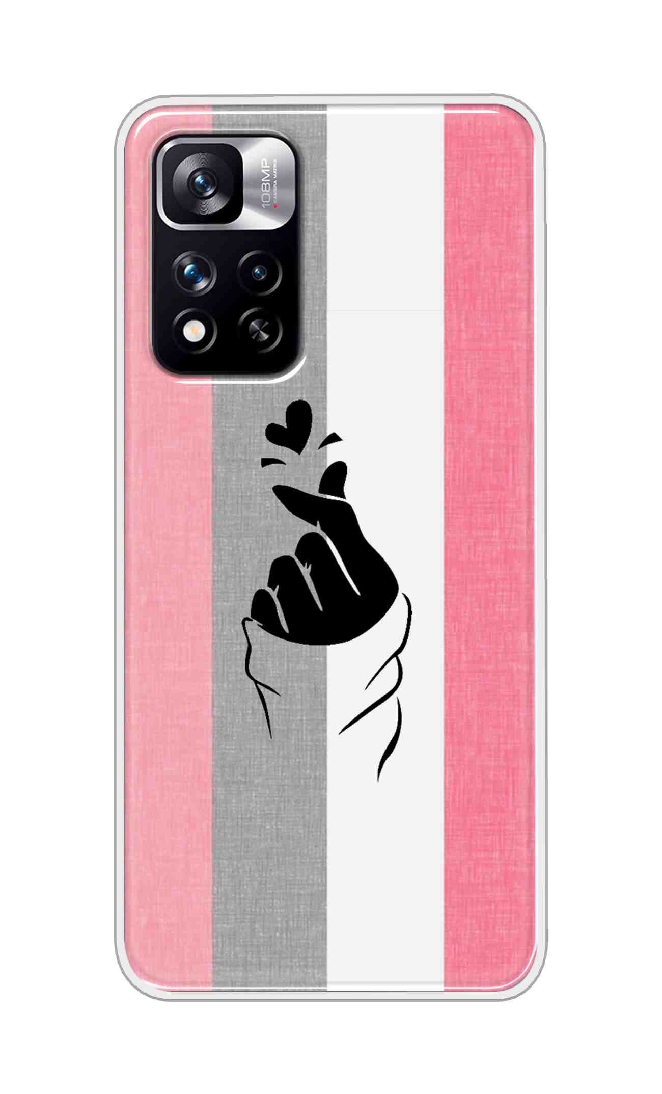 Coberta Back Cover For Xiaomi 11i hypercharge 5G Back Cover Stylish Case - Pink and Grey Korean Heart Design D11894