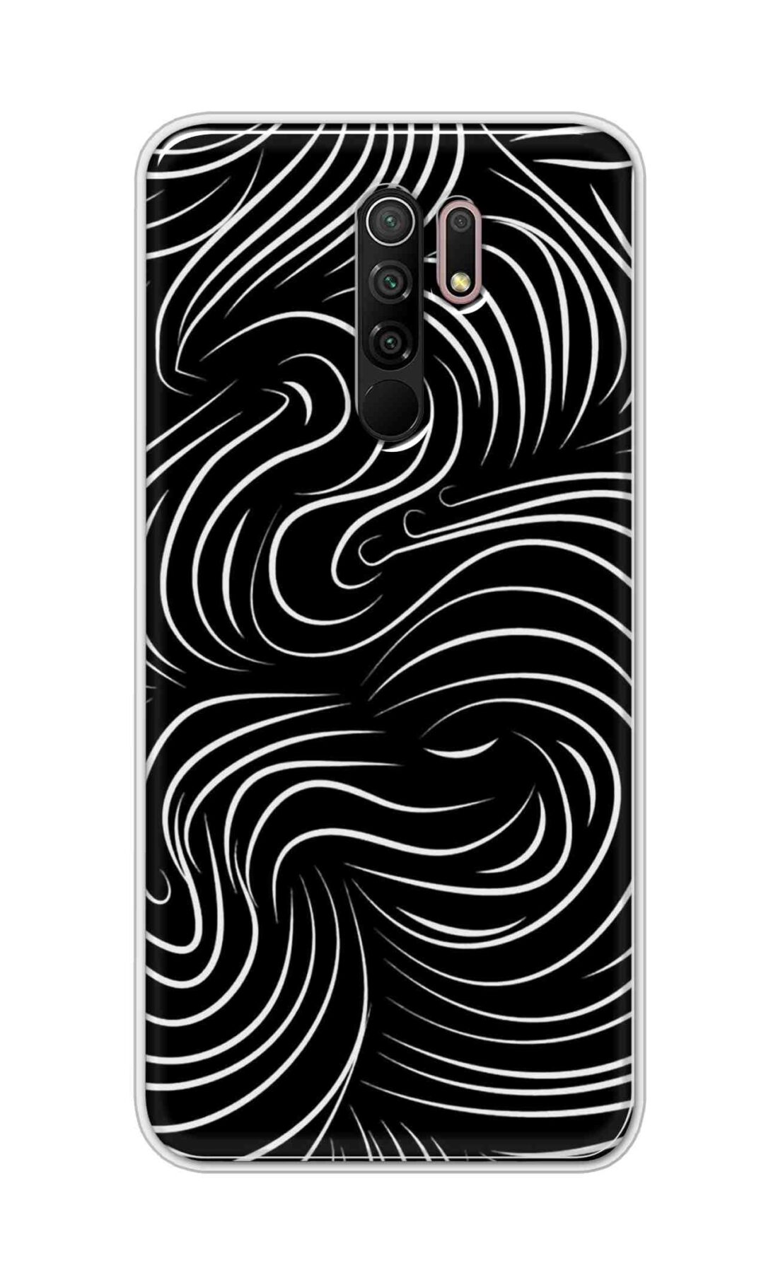 Coberta Back Cover For Xiaomi Redmi 9 Prime Back Cover Stylish Case - White Curves Design D16552