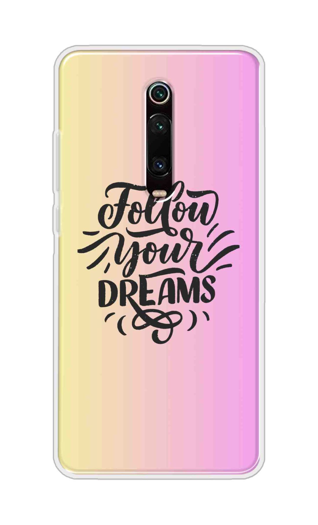 Coberta Back Cover For Redmi K20 Pro Back Cover Stylish Case - Follow Your Dreams In Pink And Yellow Design D16499