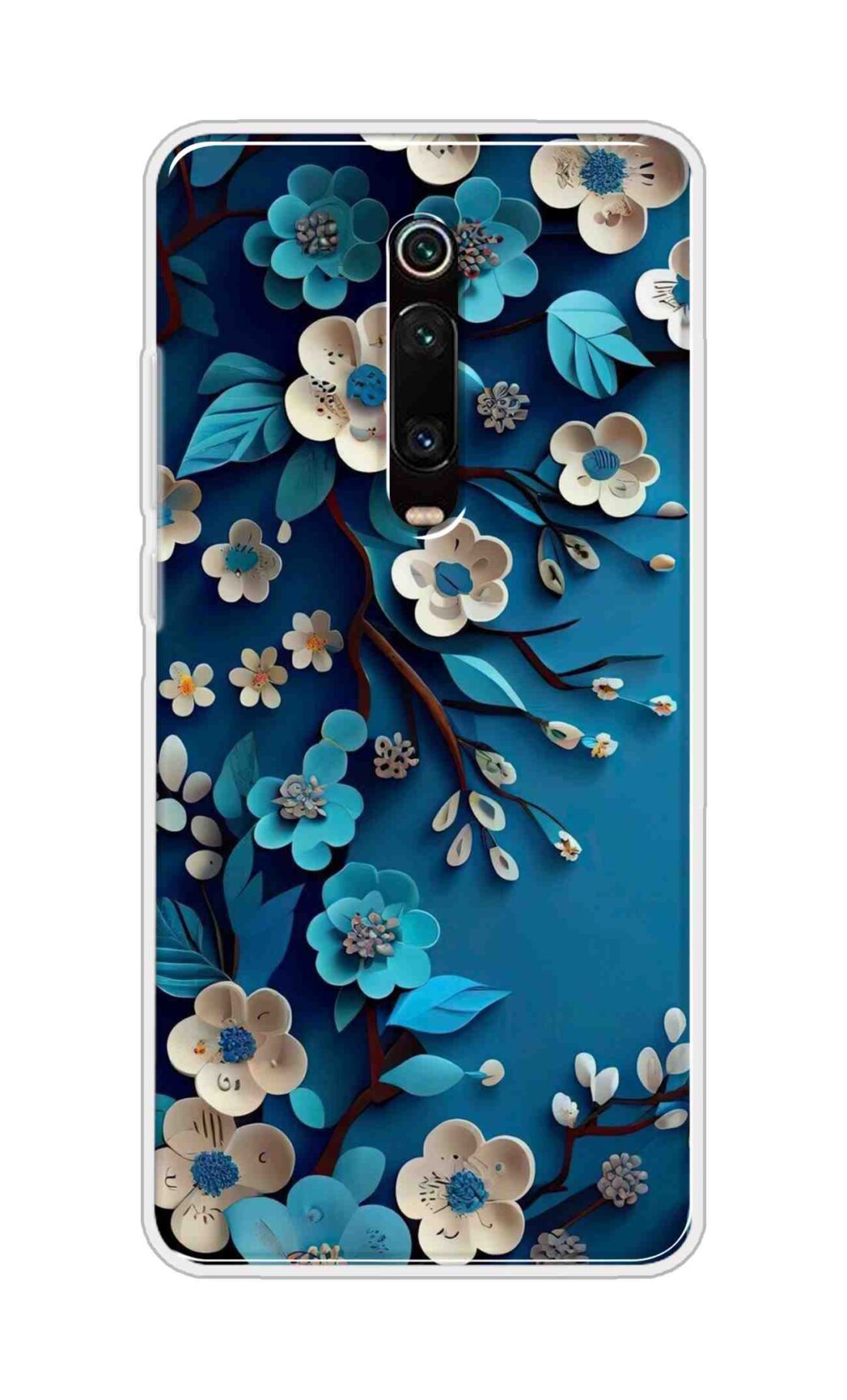 Coberta Back Cover For Redmi K20 Pro Back Cover Stylish Case - Blue and White Flowers Design D16551