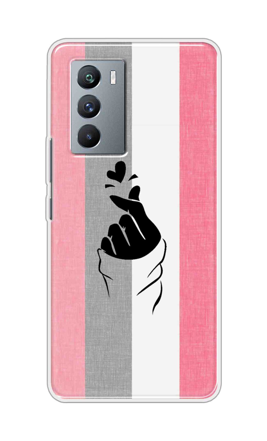 Coberta Back Cover For iQOO 9 SE 5G Back Cover Stylish Case - Pink and Grey Korean Heart Design D11894