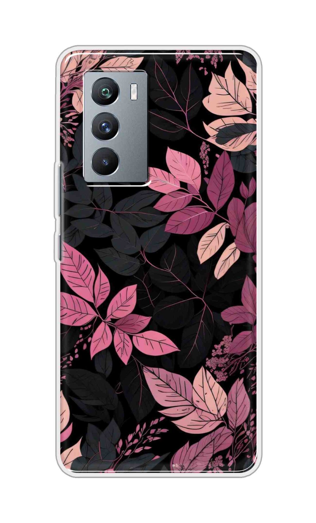 Coberta Back Cover For iQOO 9 SE 5G Back Cover Stylish Case - Light Pink and Black Leaves Design D16148