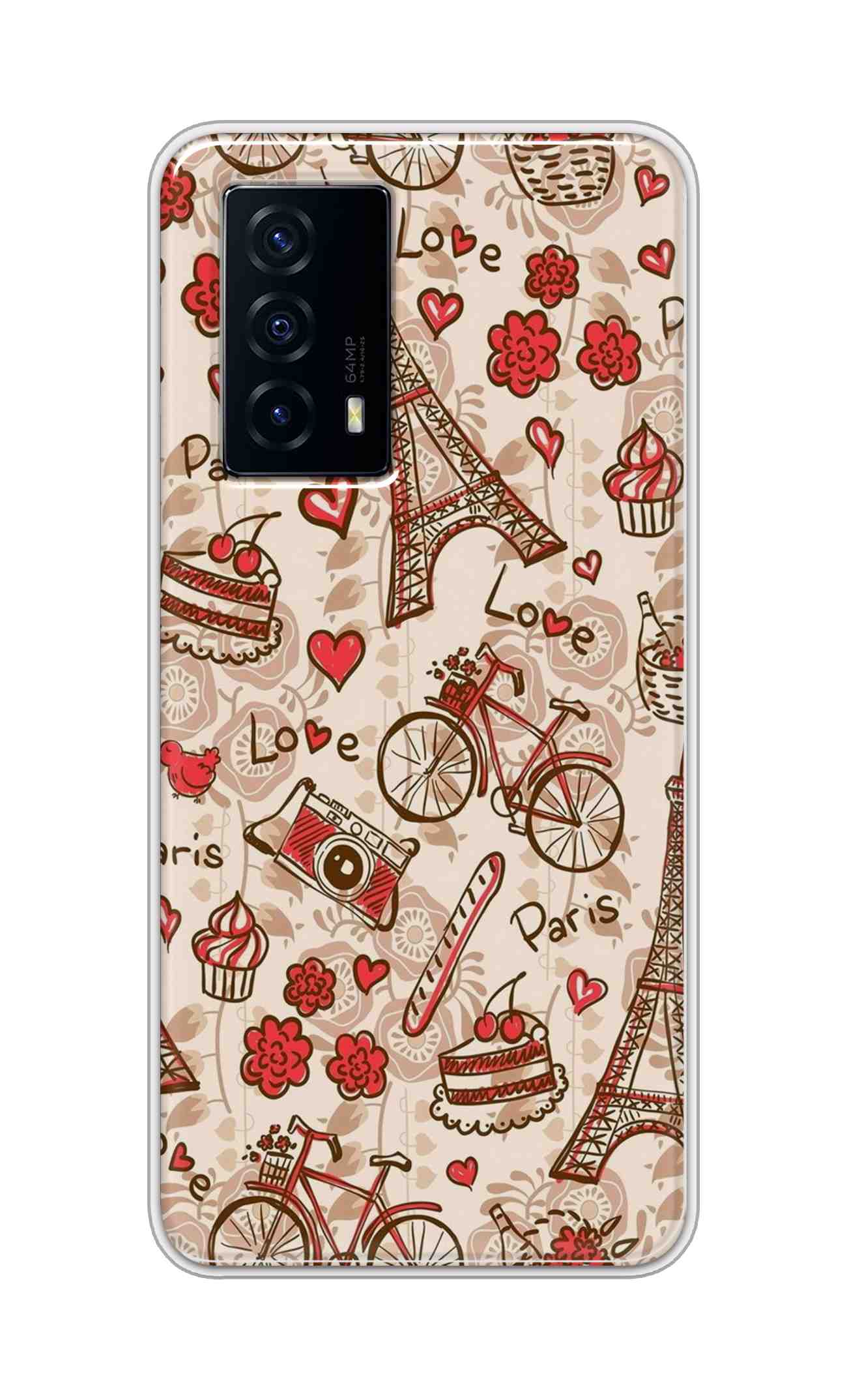 Coberta Back Cover For iQOO Z5 5G Back Cover Stylish Case - Paris and Love Text Pattern D11626