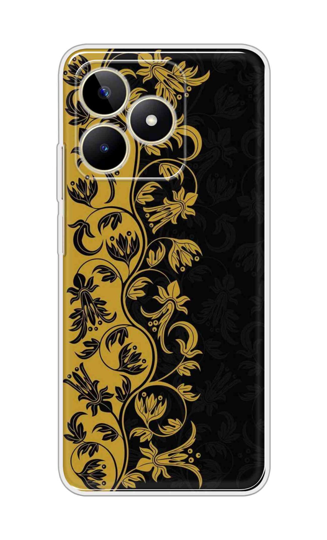 Coberta Back Cover For Realme Narzo N53 Back Cover Stylish Case - Black and Yellow Leaves Design D16518