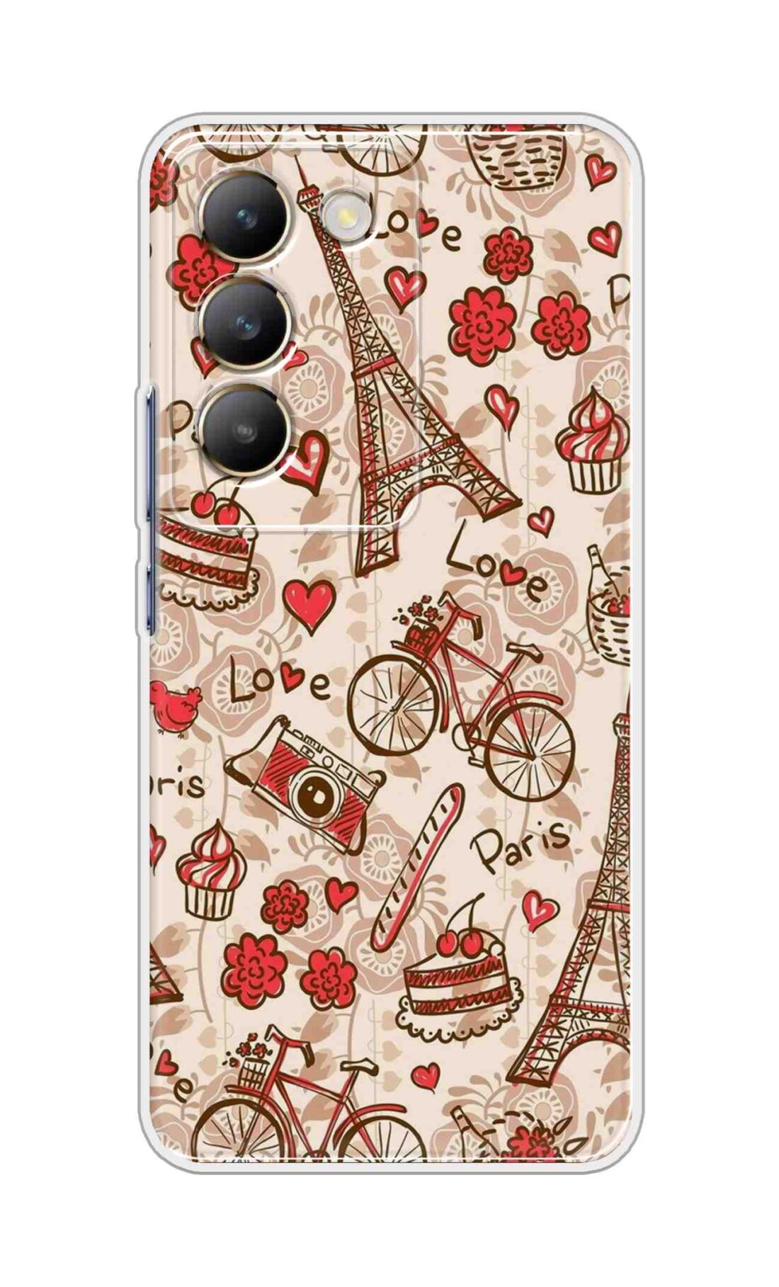 Coberta Back Cover For Realme V60 Pro Back Cover Stylish Case - Paris and Love Text Pattern D11626