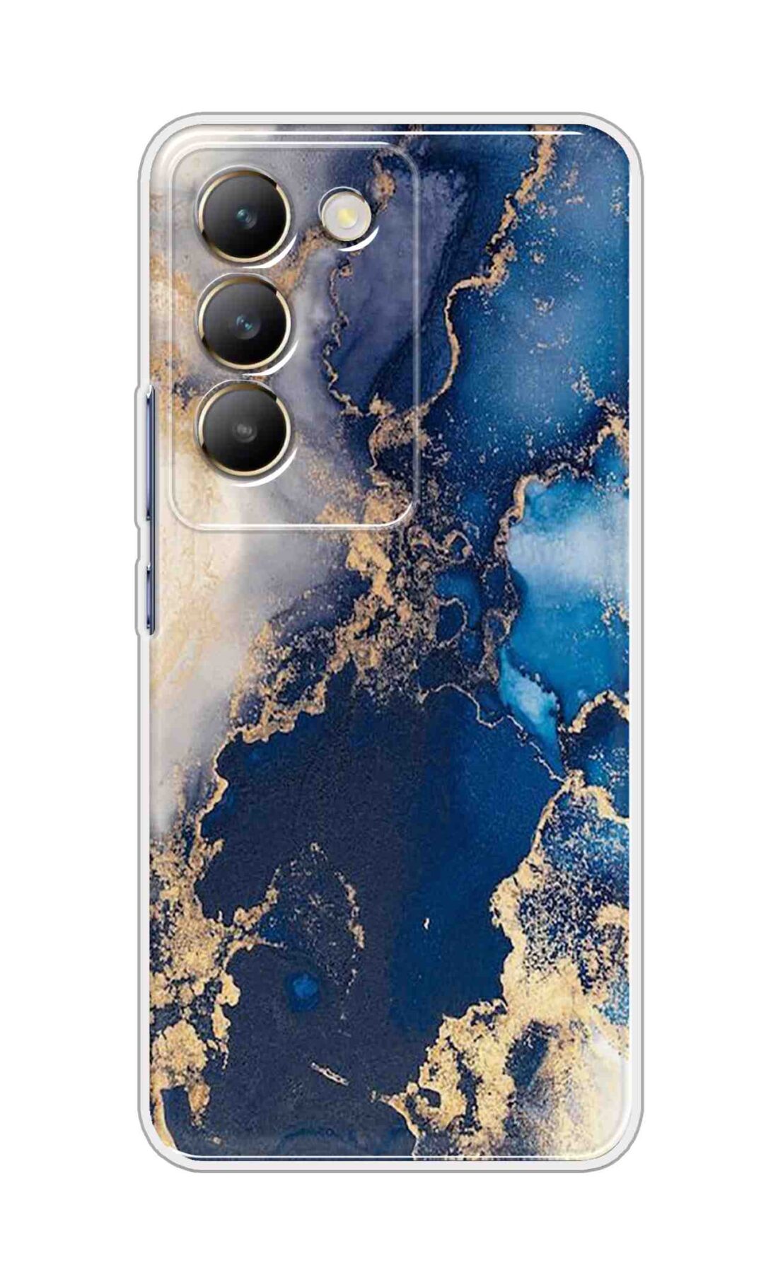 Coberta Back Cover For Realme V60 Pro Back Cover Stylish Case - White and Dark Blue Marble Design D16177