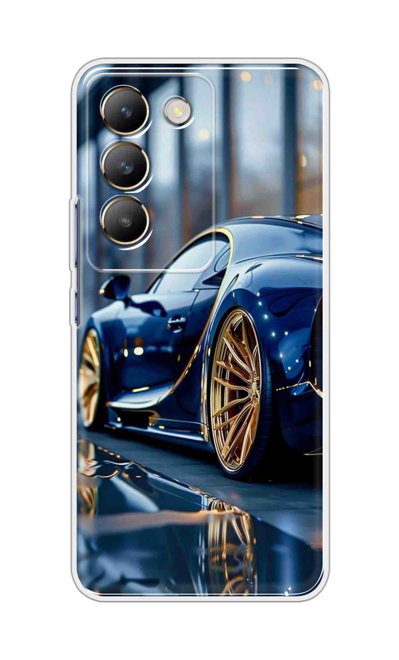 Coberta Back Cover For Realme V60 Pro Back Cover Stylish Case - Black Car with Golden Tier Design D16477