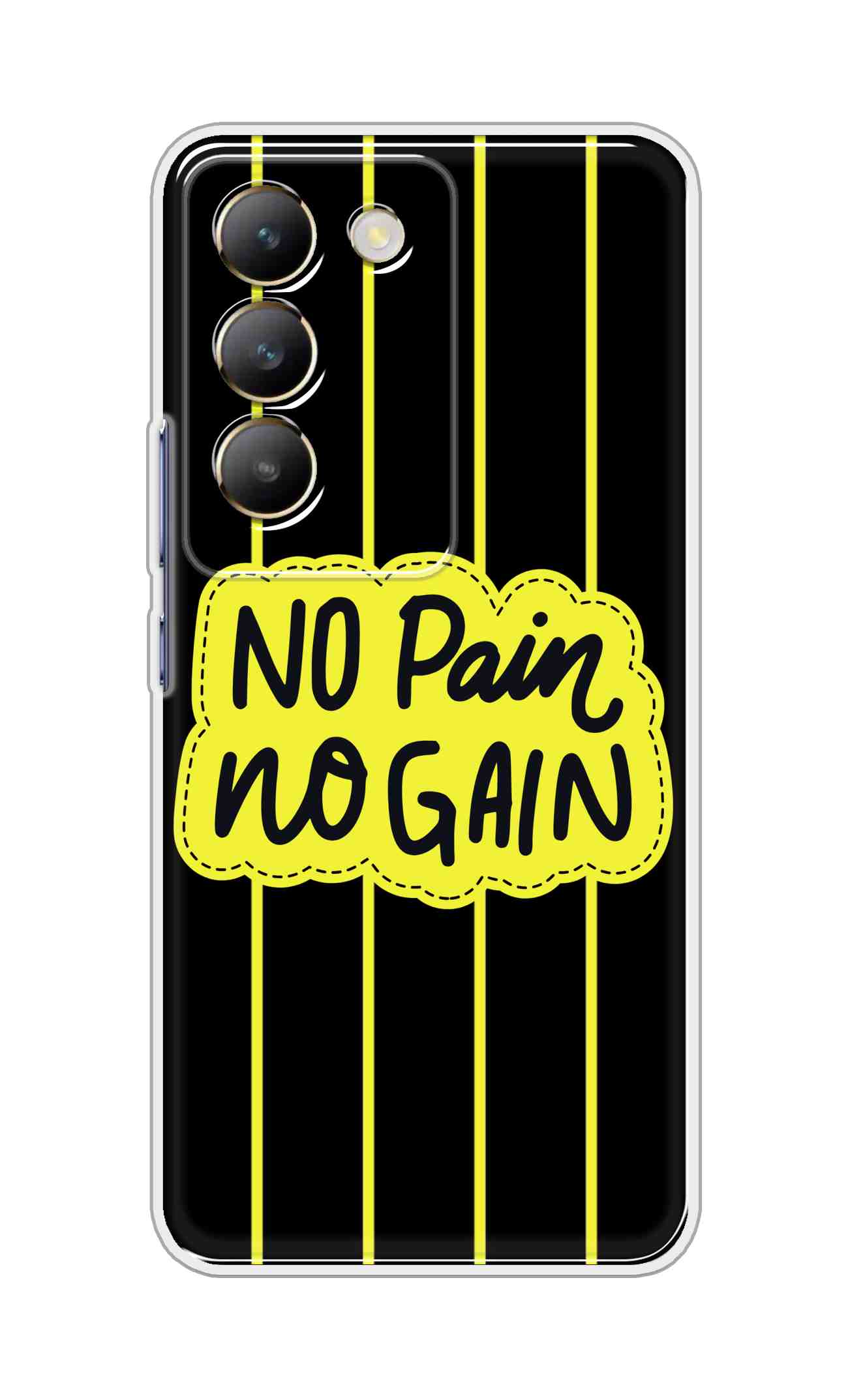 Coberta Back Cover For Realme V60 Pro Back Cover Stylish Case - No Pain No Gain in Yellow Design D16508