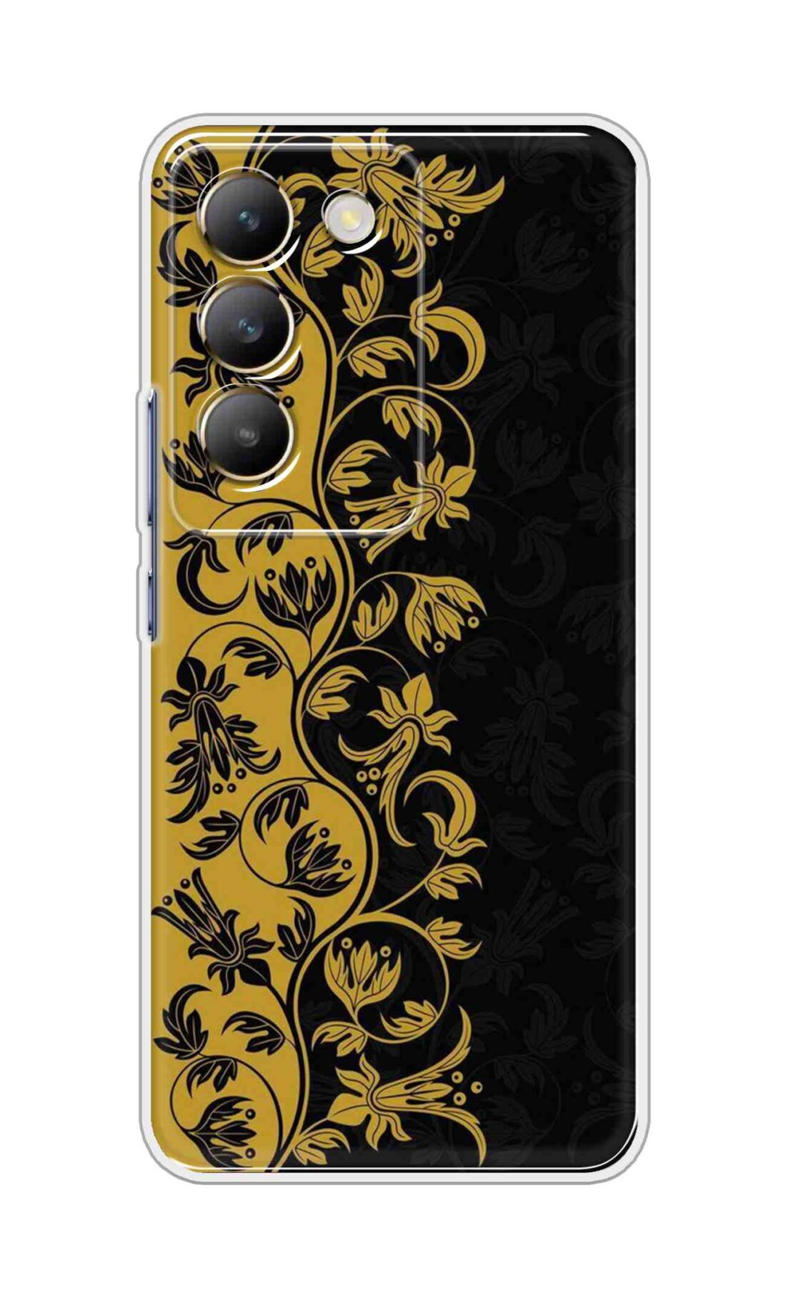 Coberta Back Cover For Realme V60 Pro Back Cover Stylish Case - Black and Yellow Leaves Design D16518